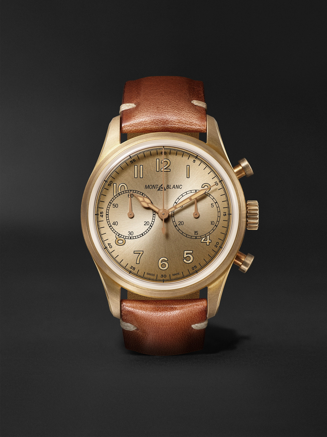 Montblanc 1858 Automatic Chronograph 42mm Bronze And Leather Watch, Ref. No. 118223 In Brown