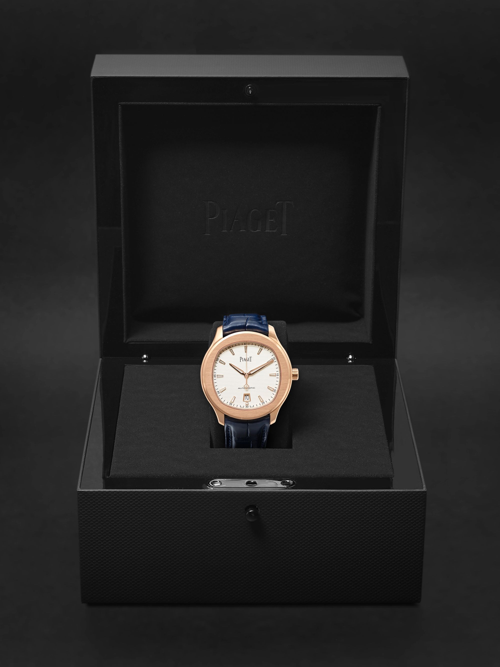 PIAGET Polo Automatic 42mm 18-Karat Rose Gold and Alligator Watch, Ref. No. G0A43010