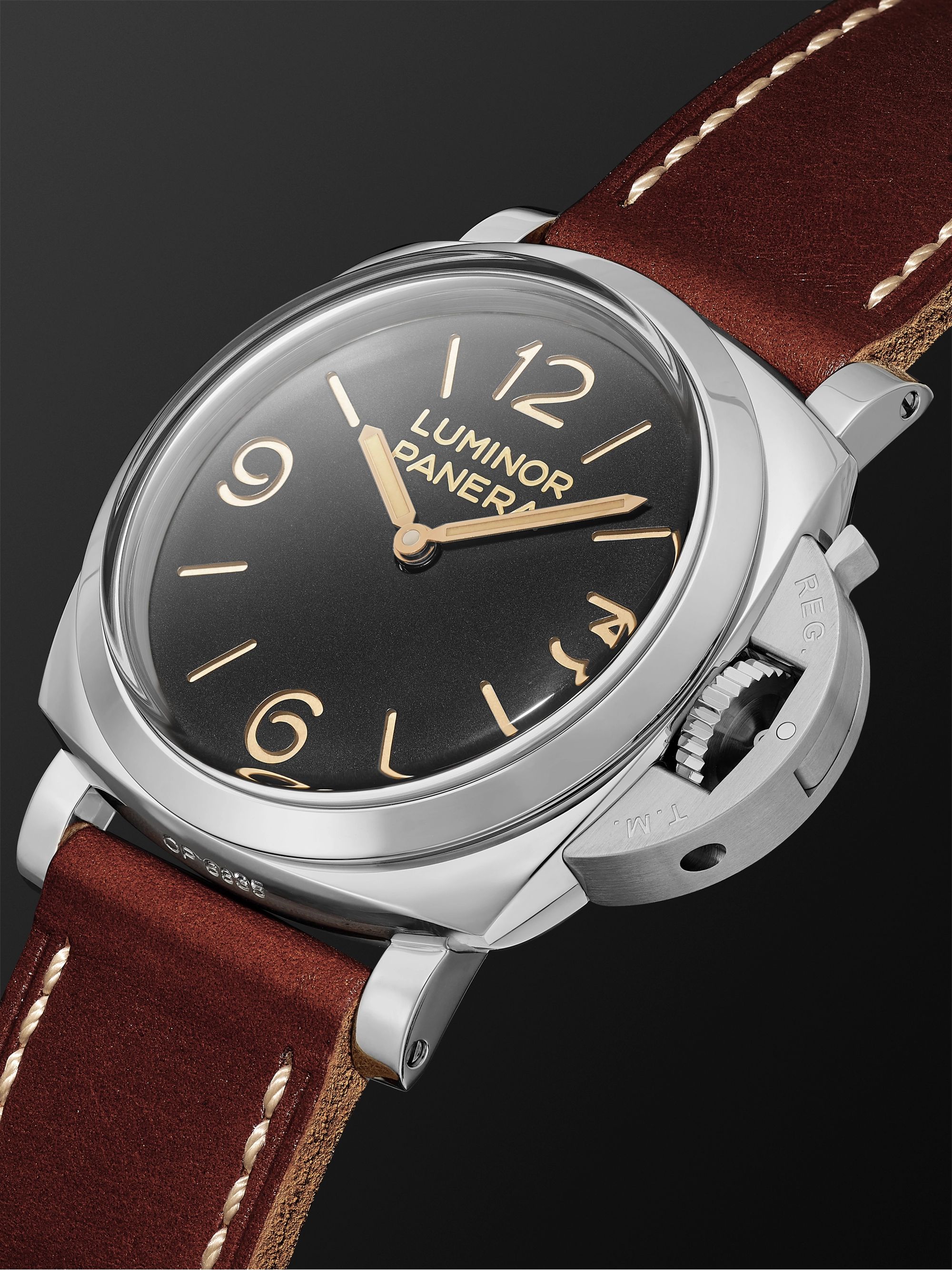 PANERAI Luminor 1950 Hand-Wound 47mm Stainless Steel and Leather Watch, Ref. No. PAM00372