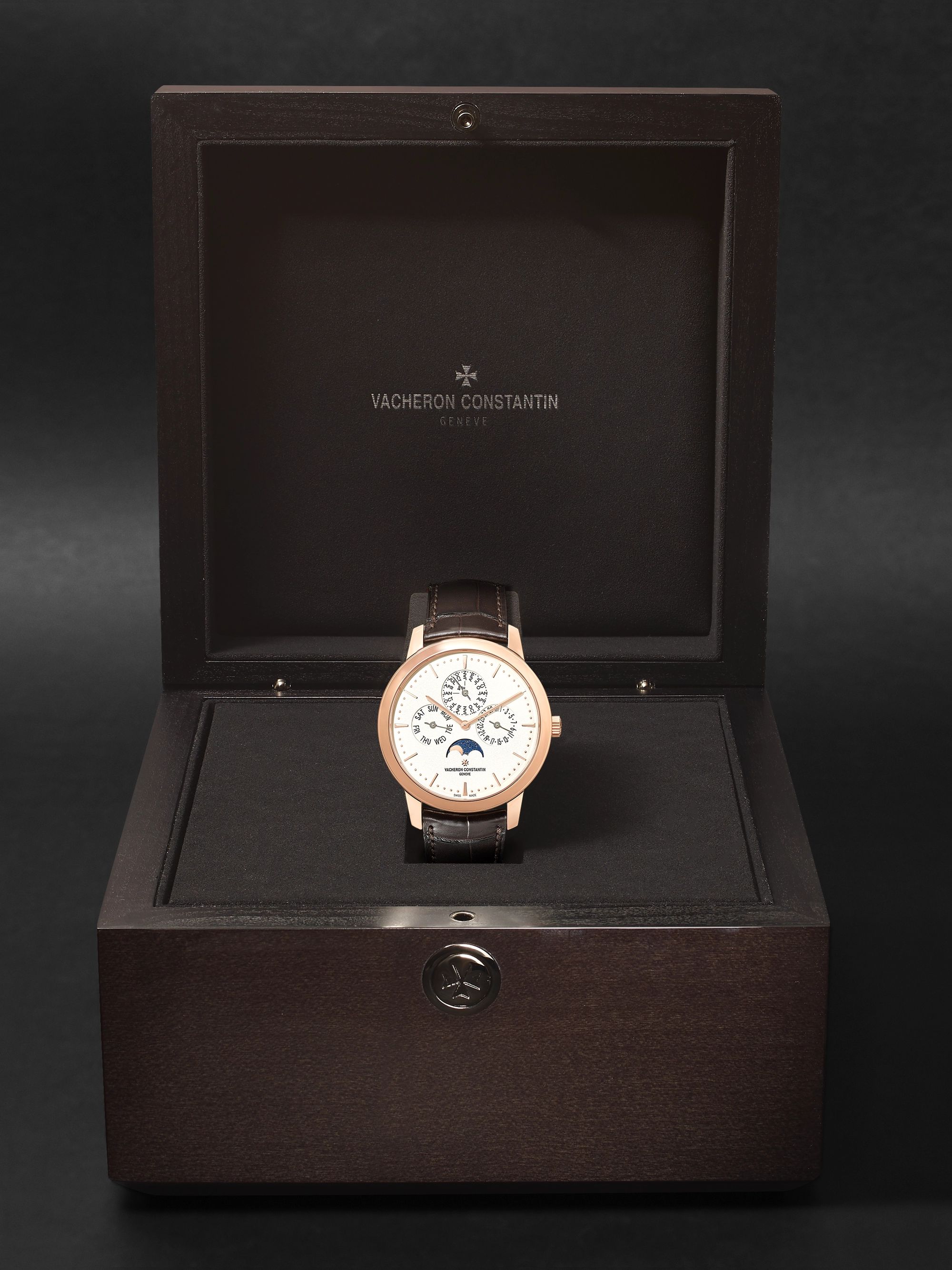 VACHERON CONSTANTIN Patrimony Perpetual Calendar Ultra-Thin Automatic 41mm 18-Karat Pink Gold and Alligator Watch, Ref. No. 43175/000R-9687