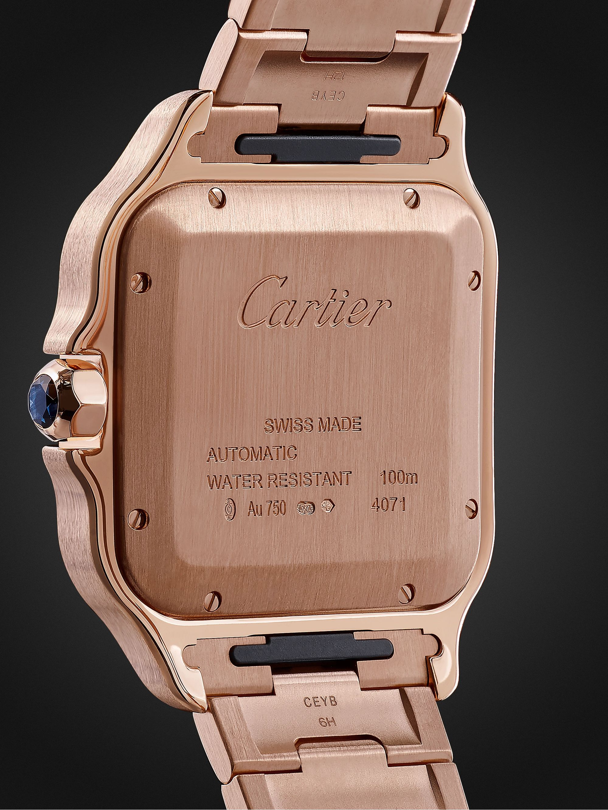CARTIER Santos Automatic 39.8mm 18-Karat Pink Gold Interchangeable Alligator Watch, Ref. No. WGSA0007