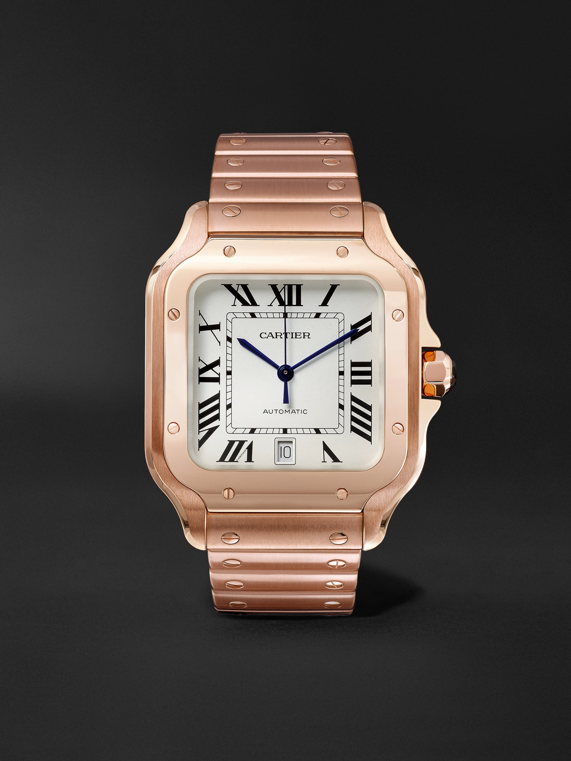 Santos Automatic 39.8mm 18-Karat Pink Gold Interchangeable Alligator Watch, Ref. No. WGSA0007