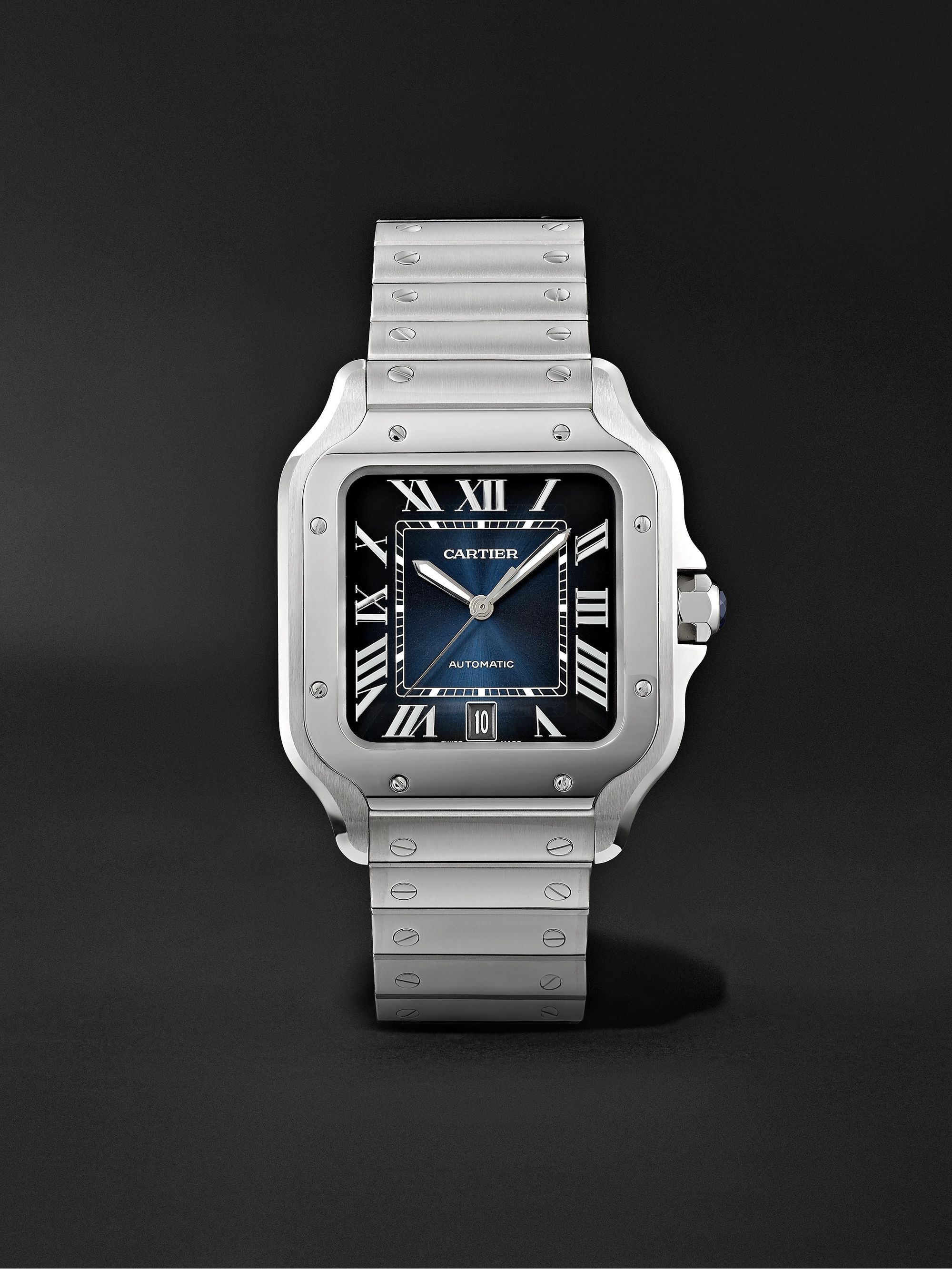 CARTIER Santos de Cartier Automatic 39.8mm Interchangeable Stainless Steel and Leather Watch, Ref. No. WSSA0013