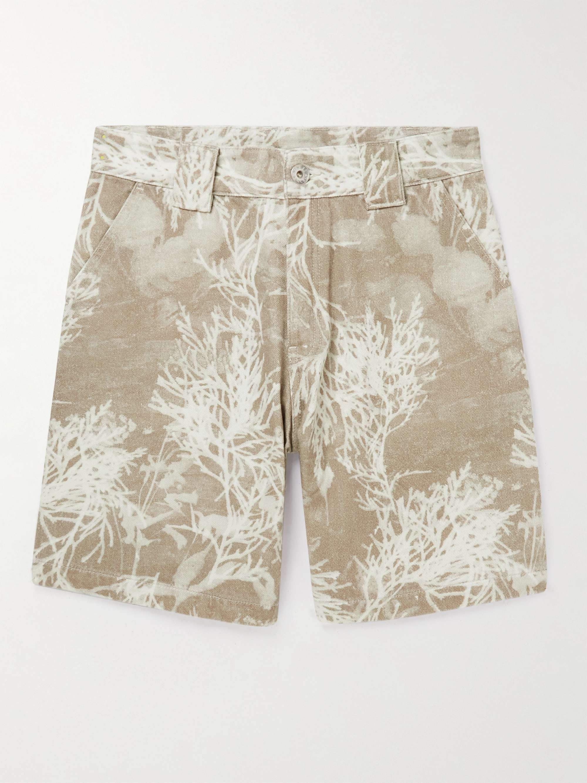 NINETY PERCENT Straight-Leg Printed Organic Denim Shorts