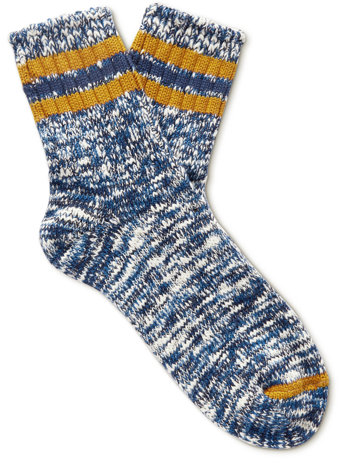 Thunders Love Ribbed Striped Cotton-blend Socks In Blue