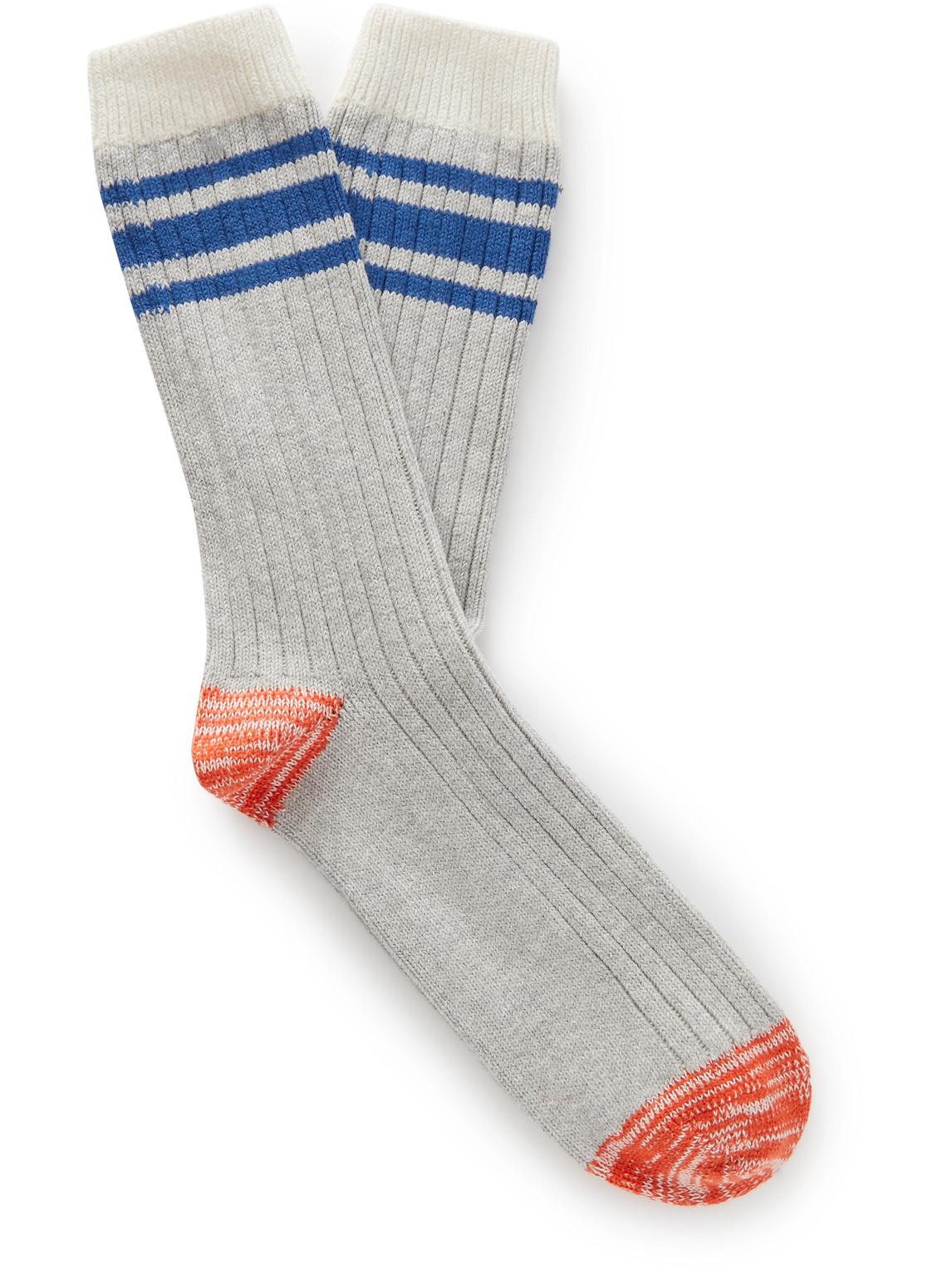 Thunders Love Saturday Striped Cotton-blend Socks In Gray