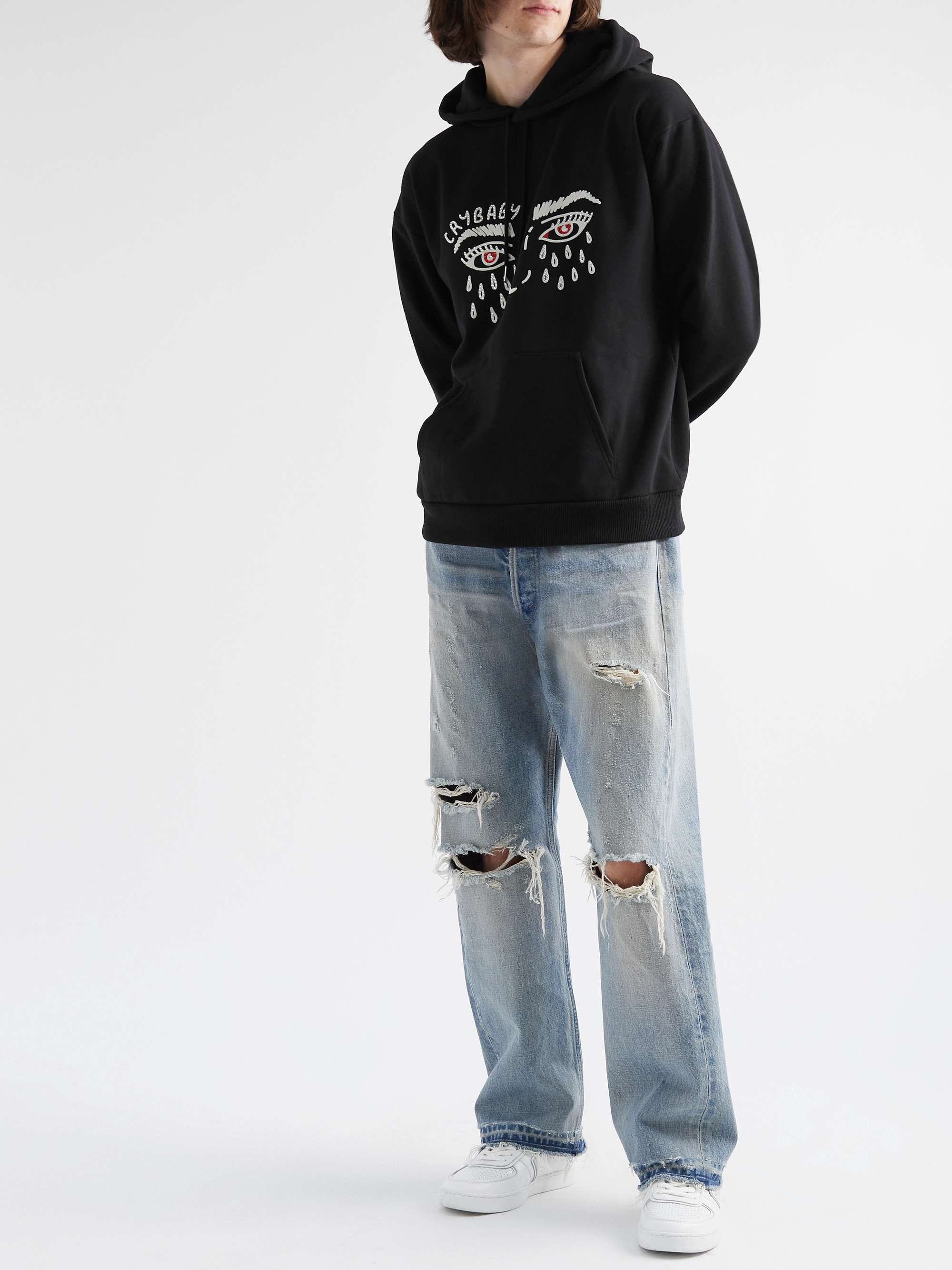 CELINE HOMME Cry Baby Oversized Embellished Cotton-Blend Jersey Hoodie