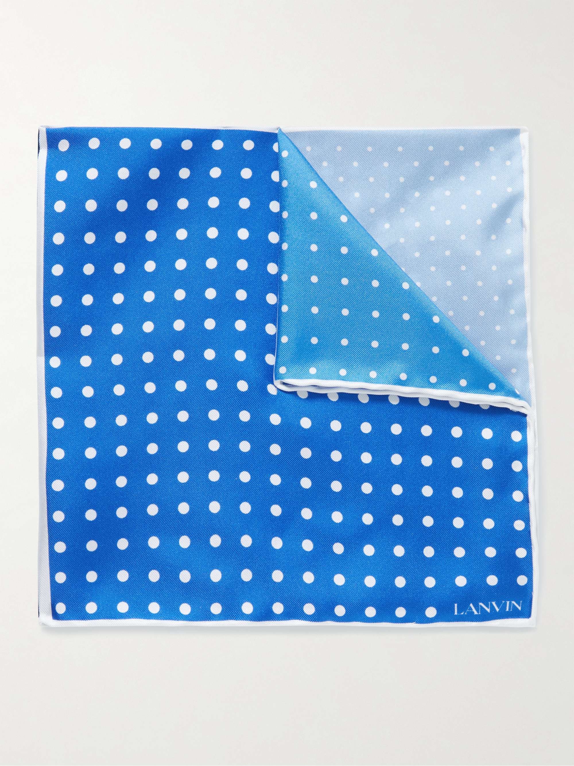 Lanvin Polka-dot Silk-voile Pocket Square in White for Men Mens Accessories Scarves and mufflers 