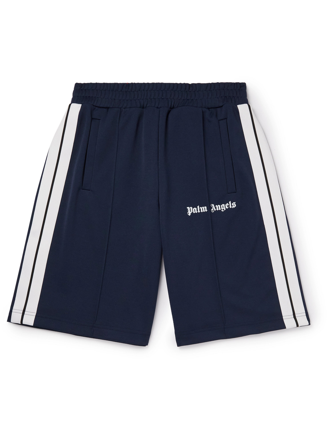 Straight-Leg Striped Logo-Print Tech-Jersey Shorts