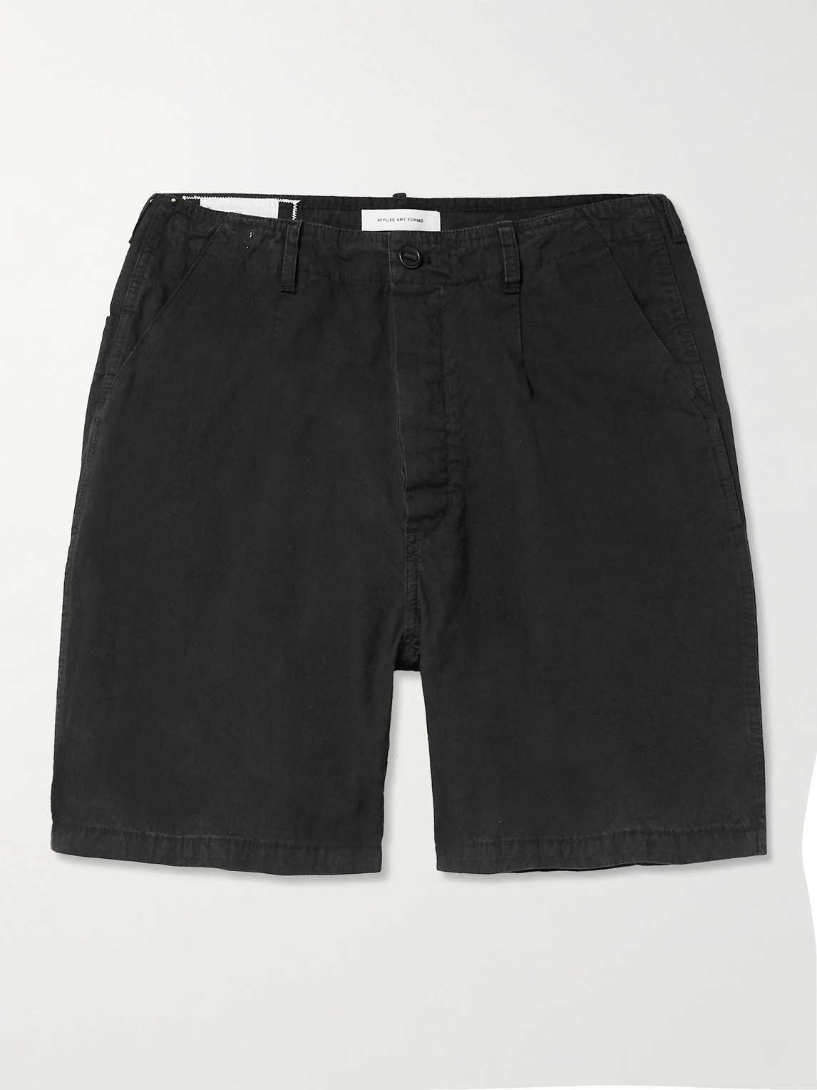 Applied Art Forms Dm3-3 Straight-leg Pleated Cotton And Cordura®-blend Shorts In Black