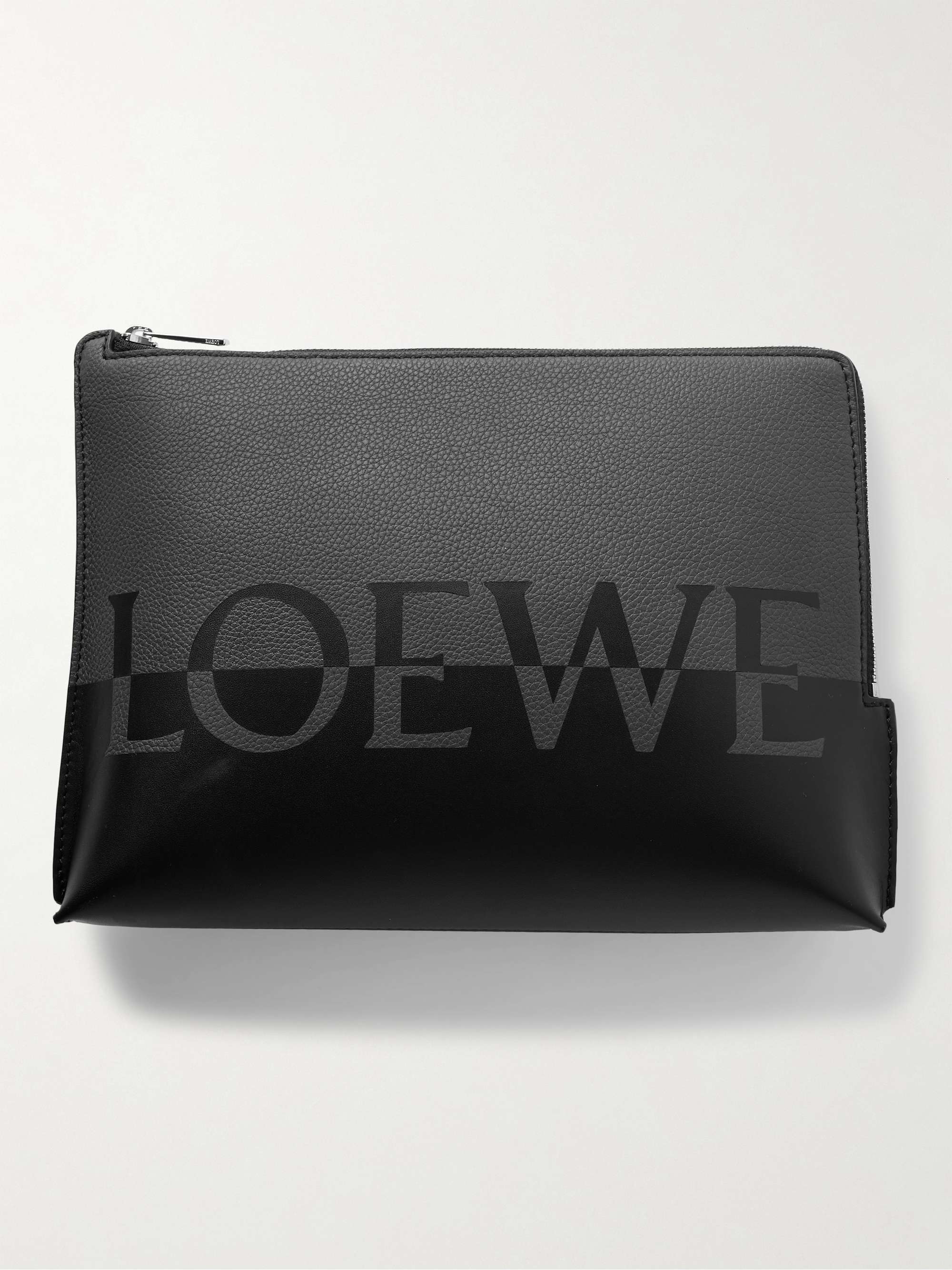 LOEWE Logo-Print Pebble-Grain Leather Pouch