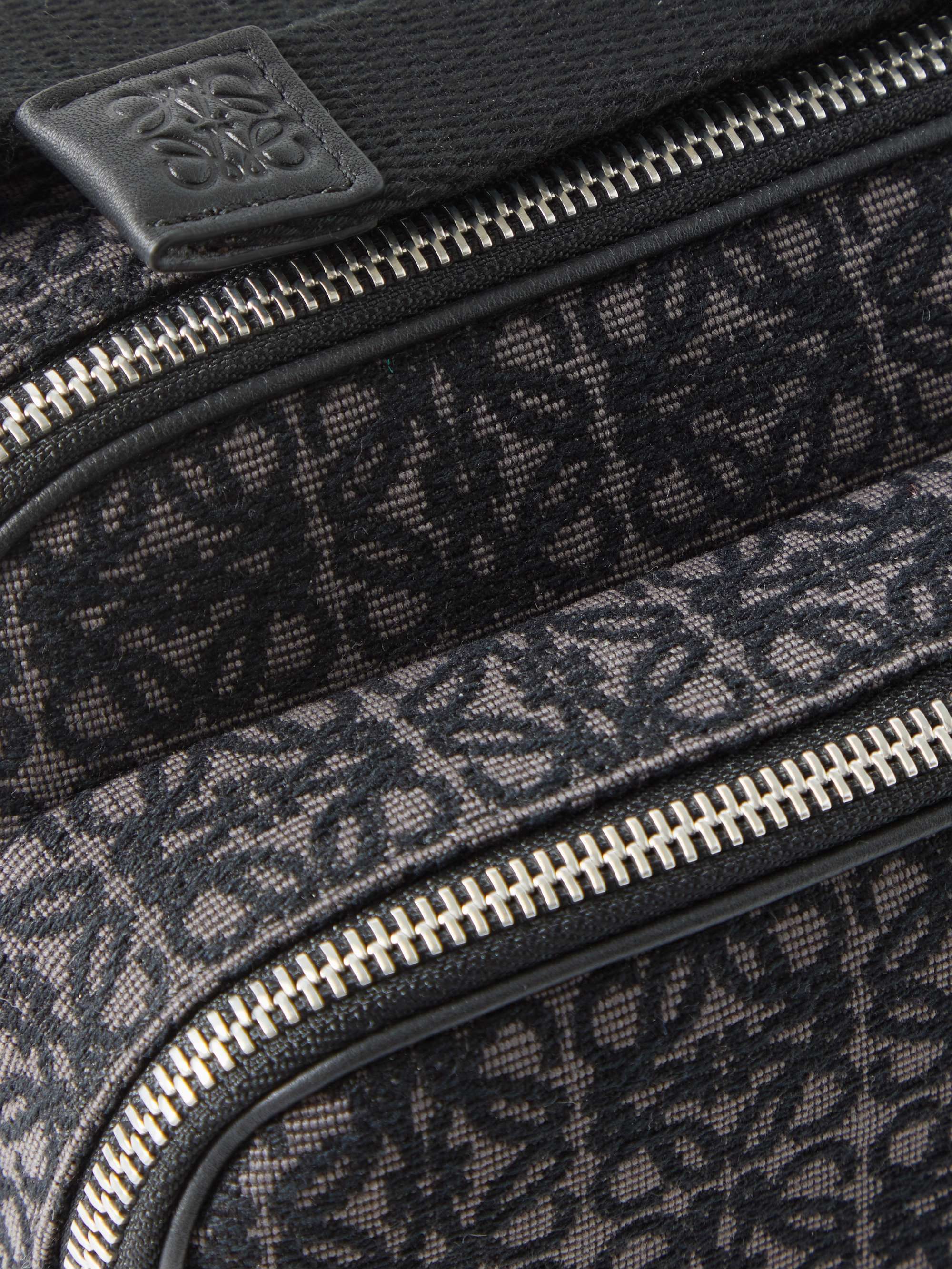 LOEWE Mini Leather-Trimmed Logo-Jacquard Canvas Messenger Bag
