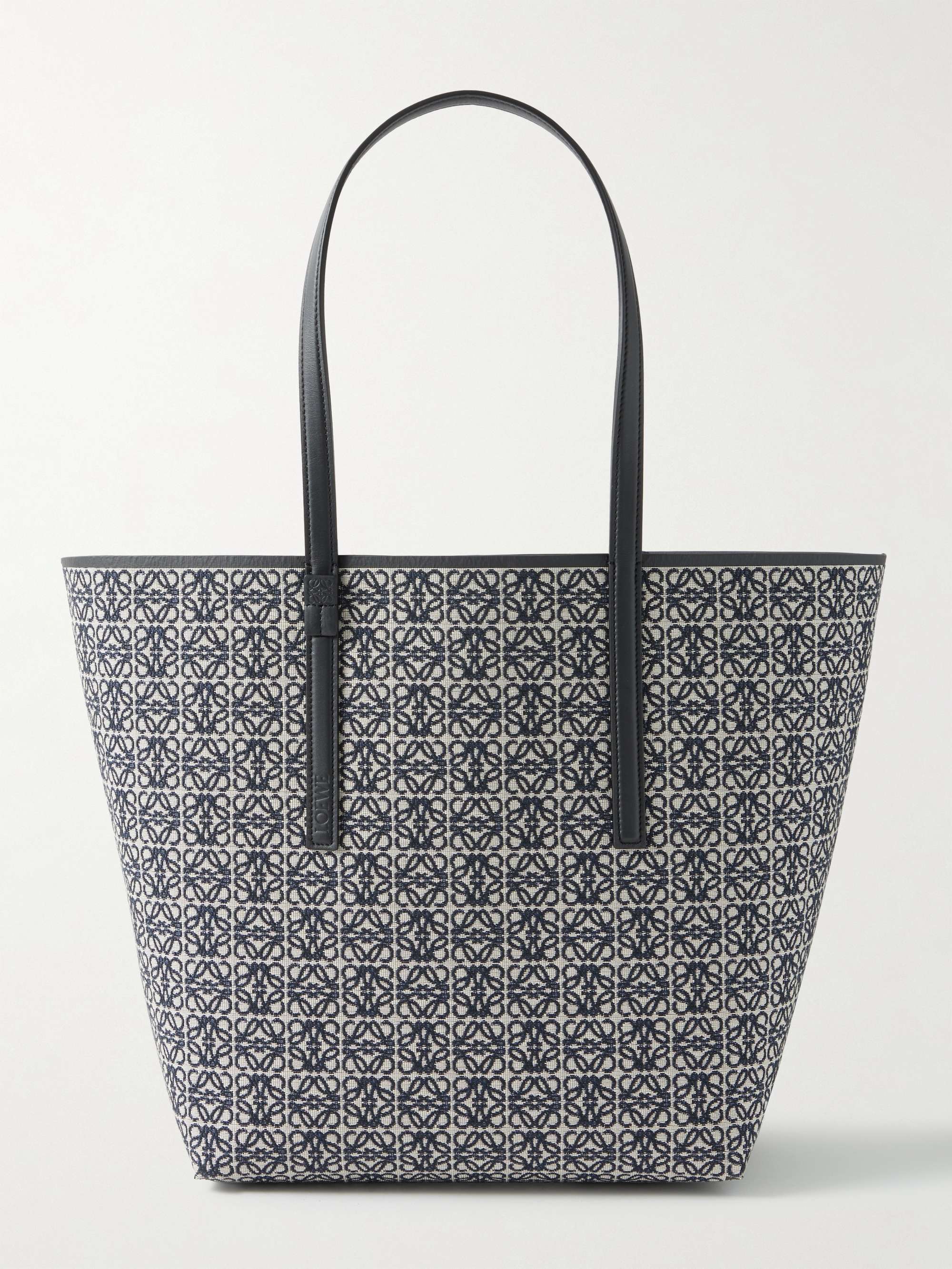LOEWE Leather-Trimmed Logo-Jacquard Canvas Tote Bag