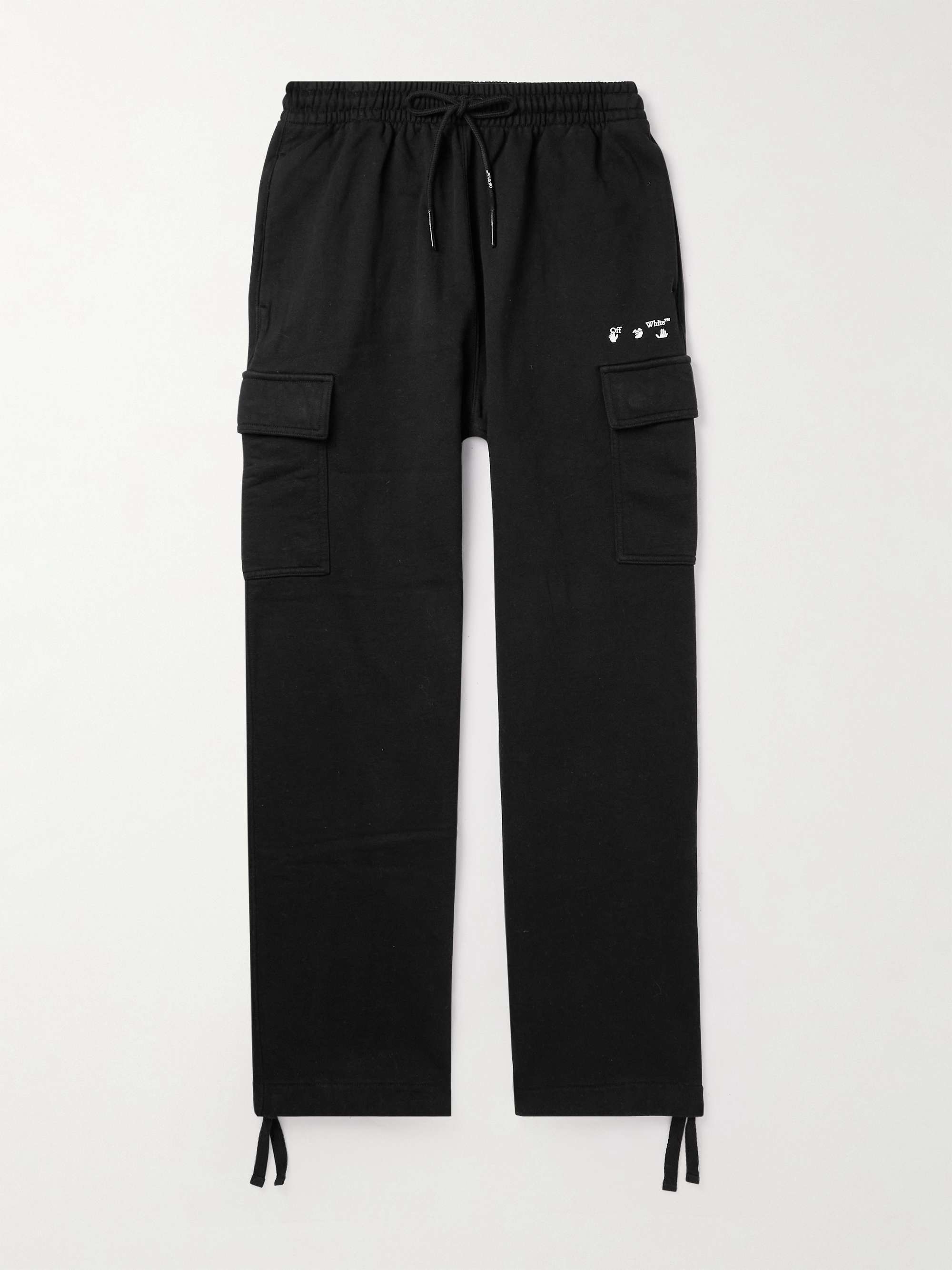 OFF-WHITE Tapered Logo-Print Cotton-Jersey Cargo Sweatpants