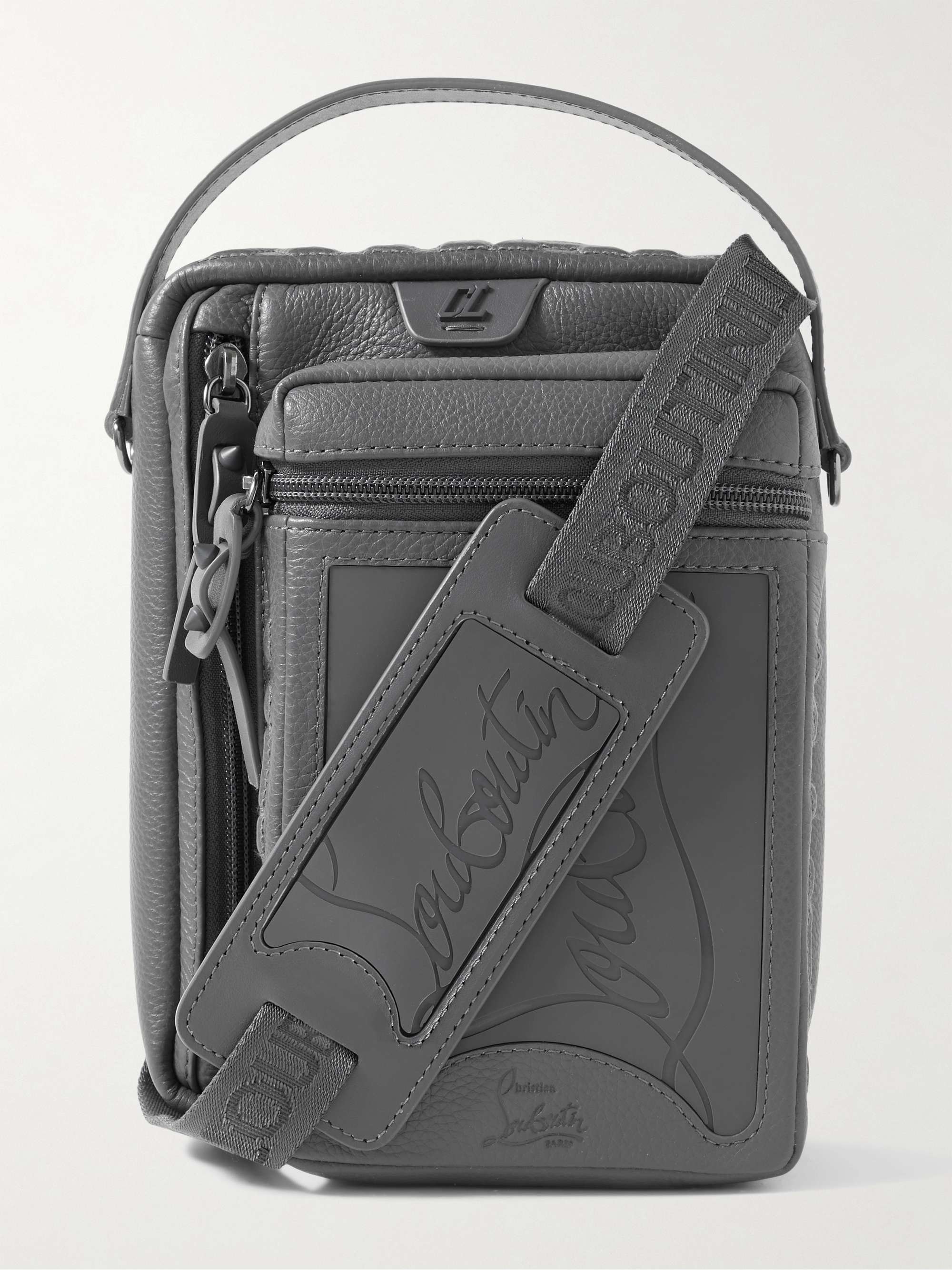 CHRISTIAN LOUBOUTIN Loubideal Rubber-Trimmed Full-Grain Leather Messenger Bag