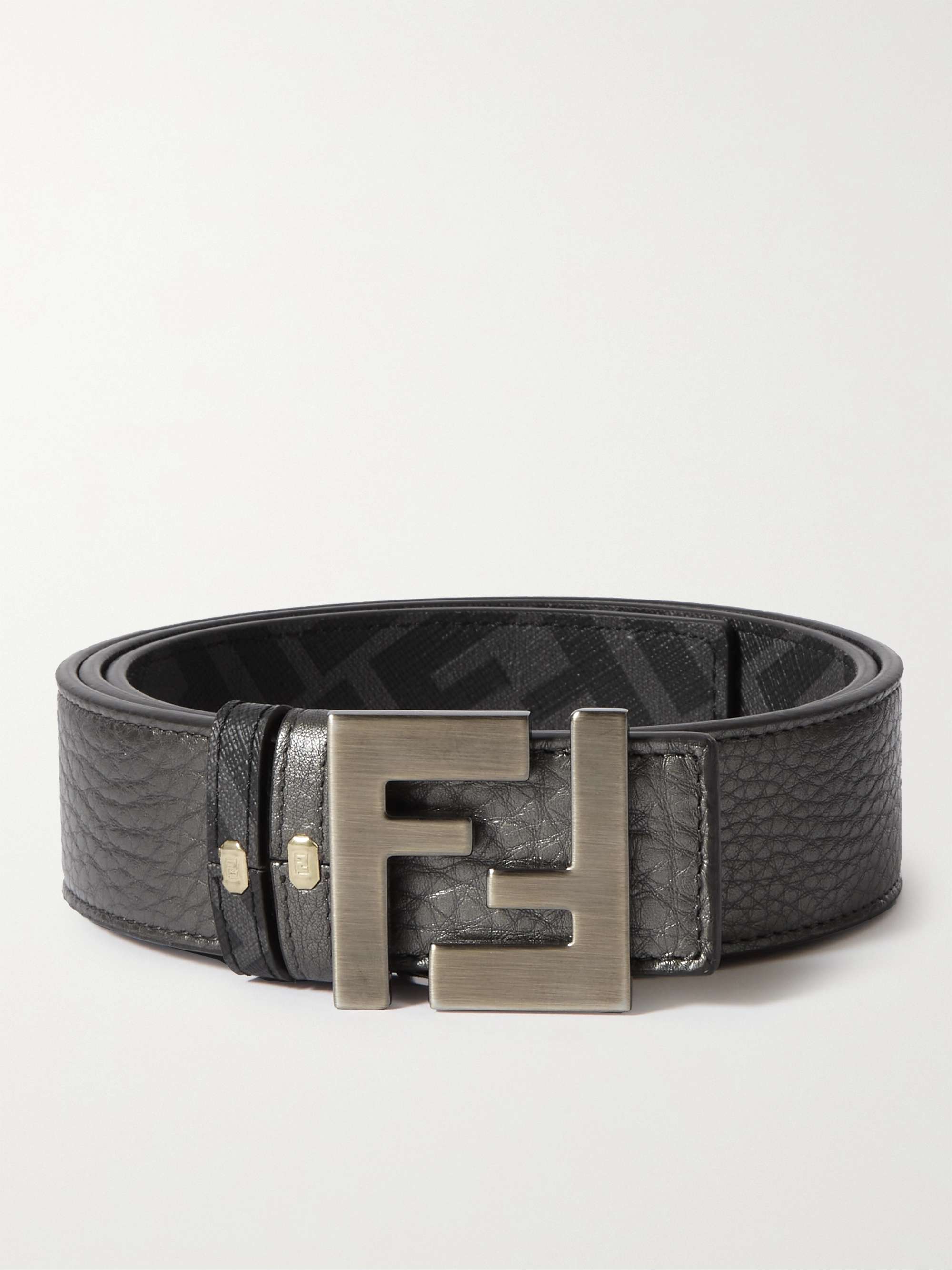 Gray 3cm Reversible Textured-Leather Belt | FENDI | MR PORTER