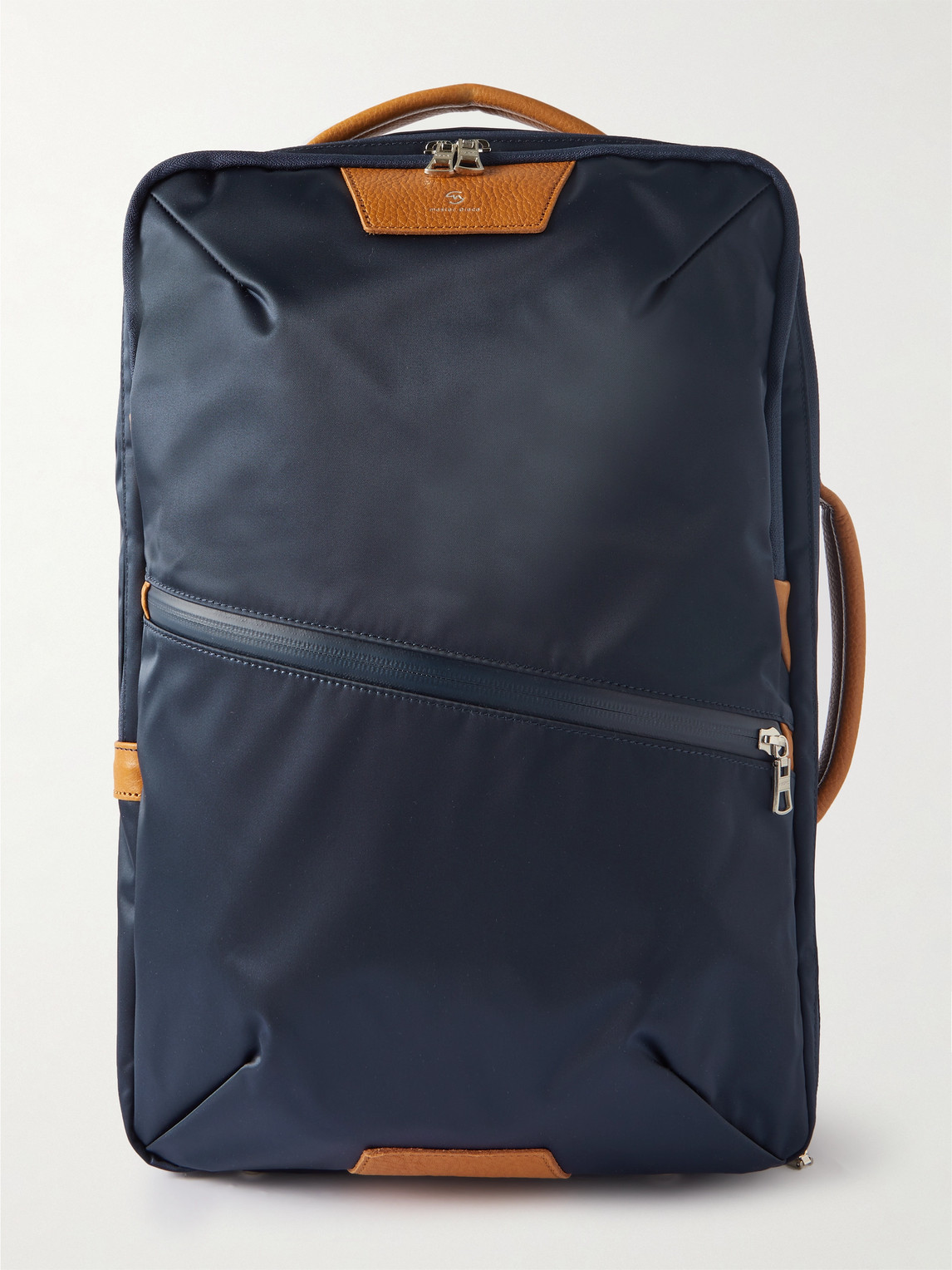 Master-piece Progress 2way Leather-trimmed Nylon-twill Backpack In Blue