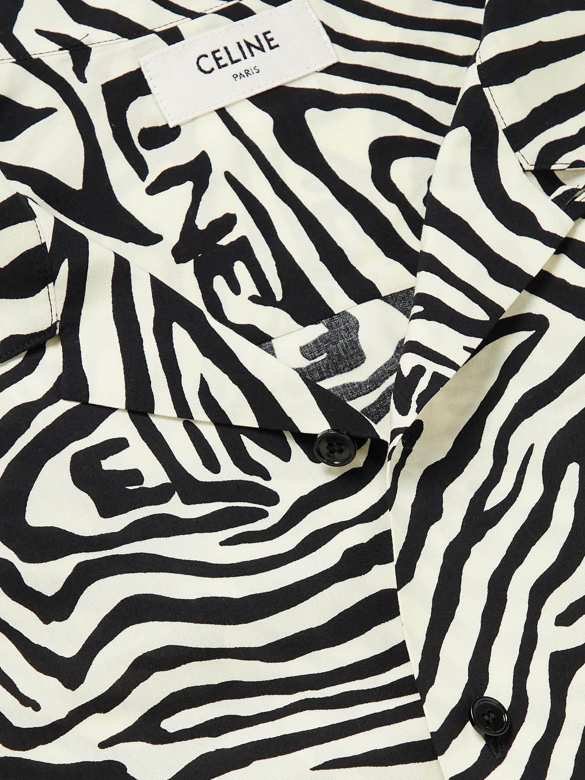 CELINE HOMME Zebra-Print Voile Shirt