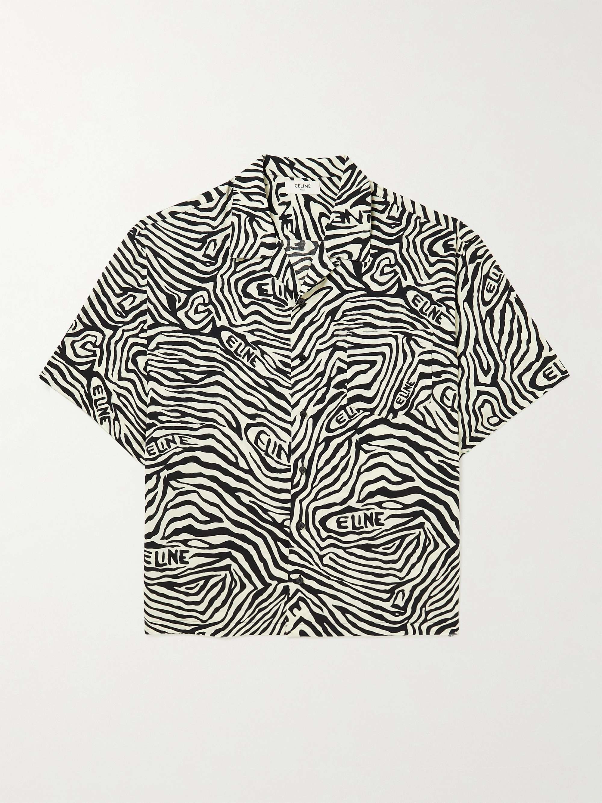 CELINE HOMME Zebra-Print Voile Shirt