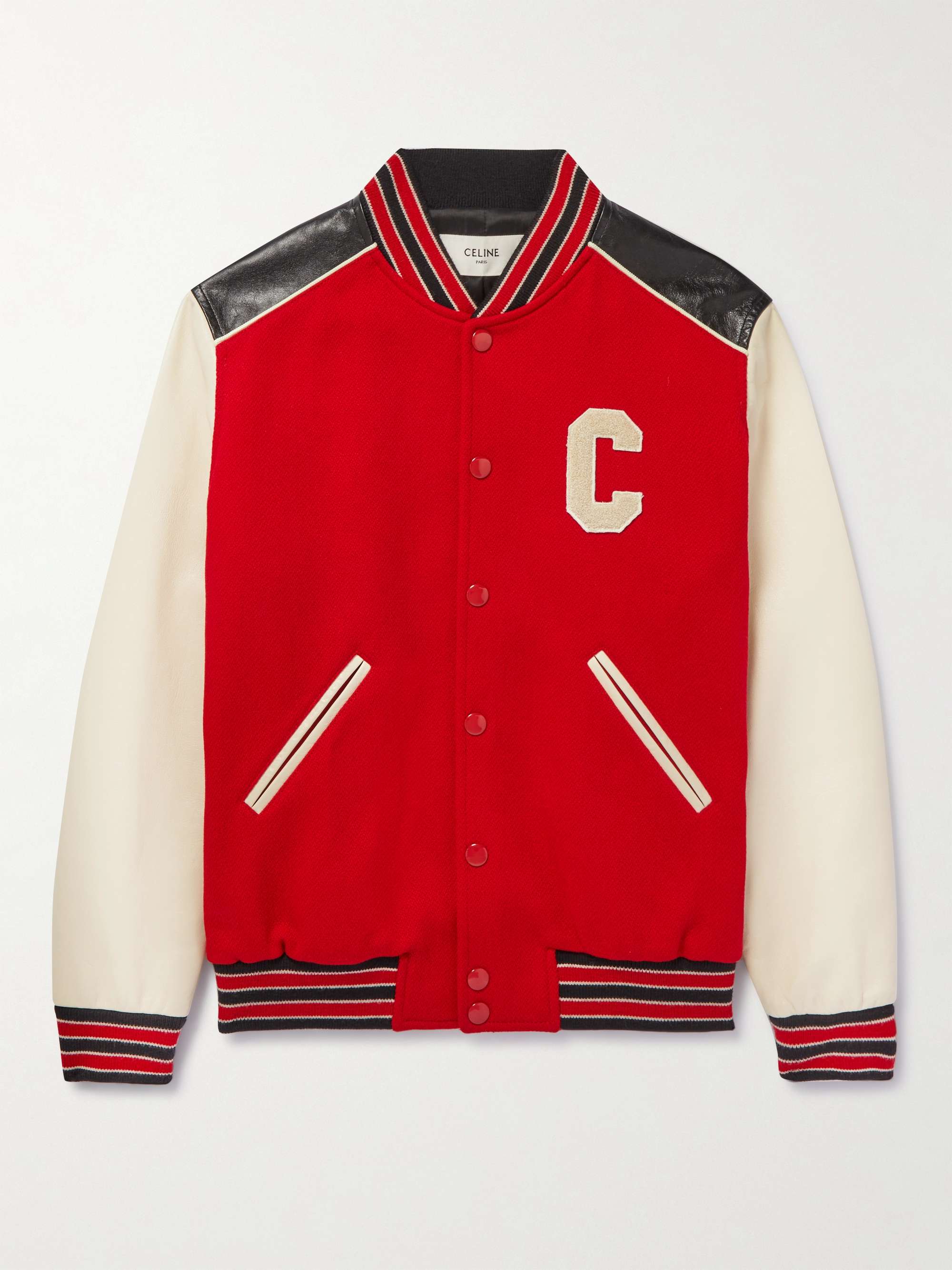 Red Logo-Print Quilted Glossed-Nylon Down Jacket | CELINE HOMME 