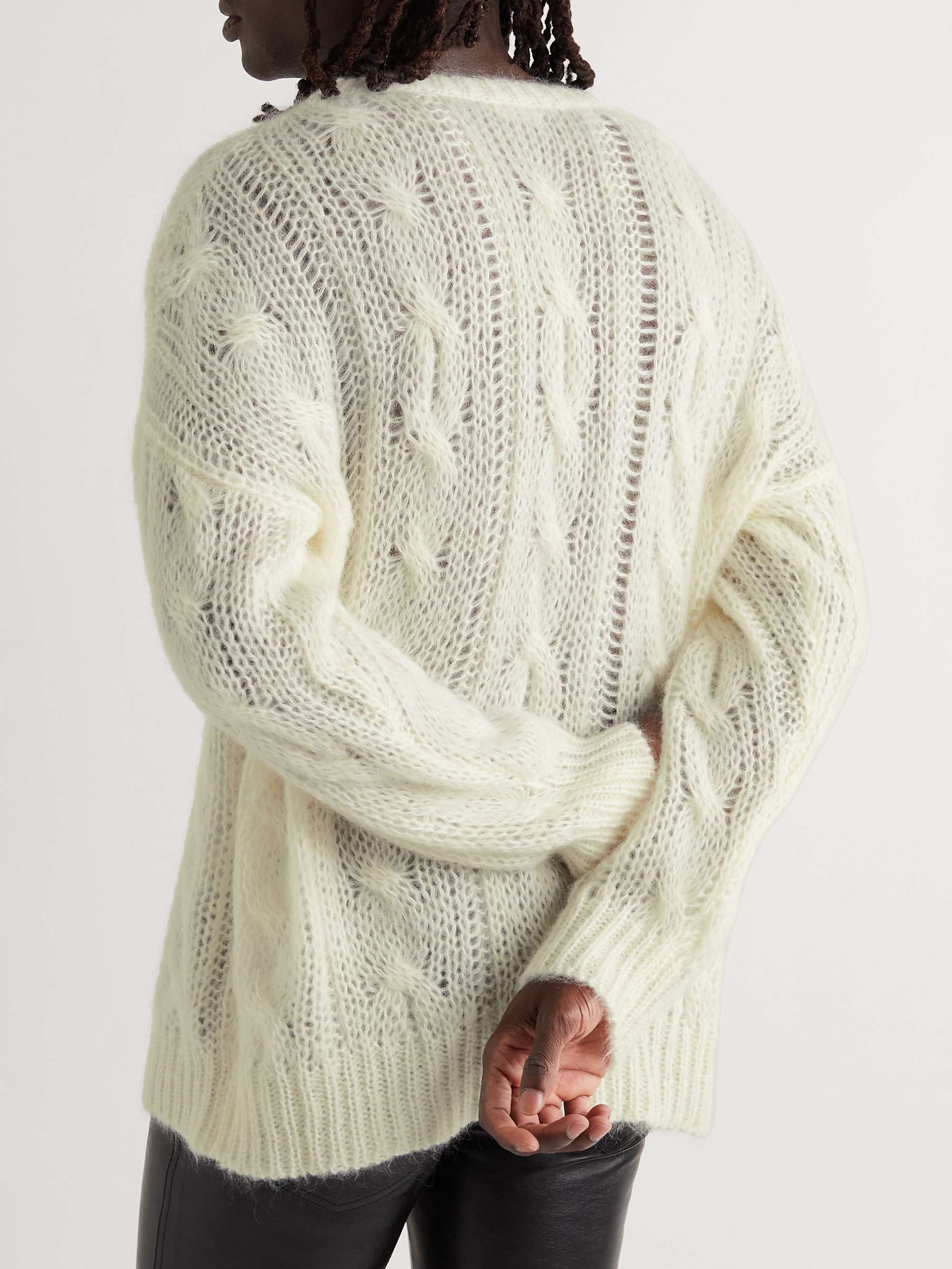 CELINE HOMME Cable-Knit Mohair-Blend Sweater