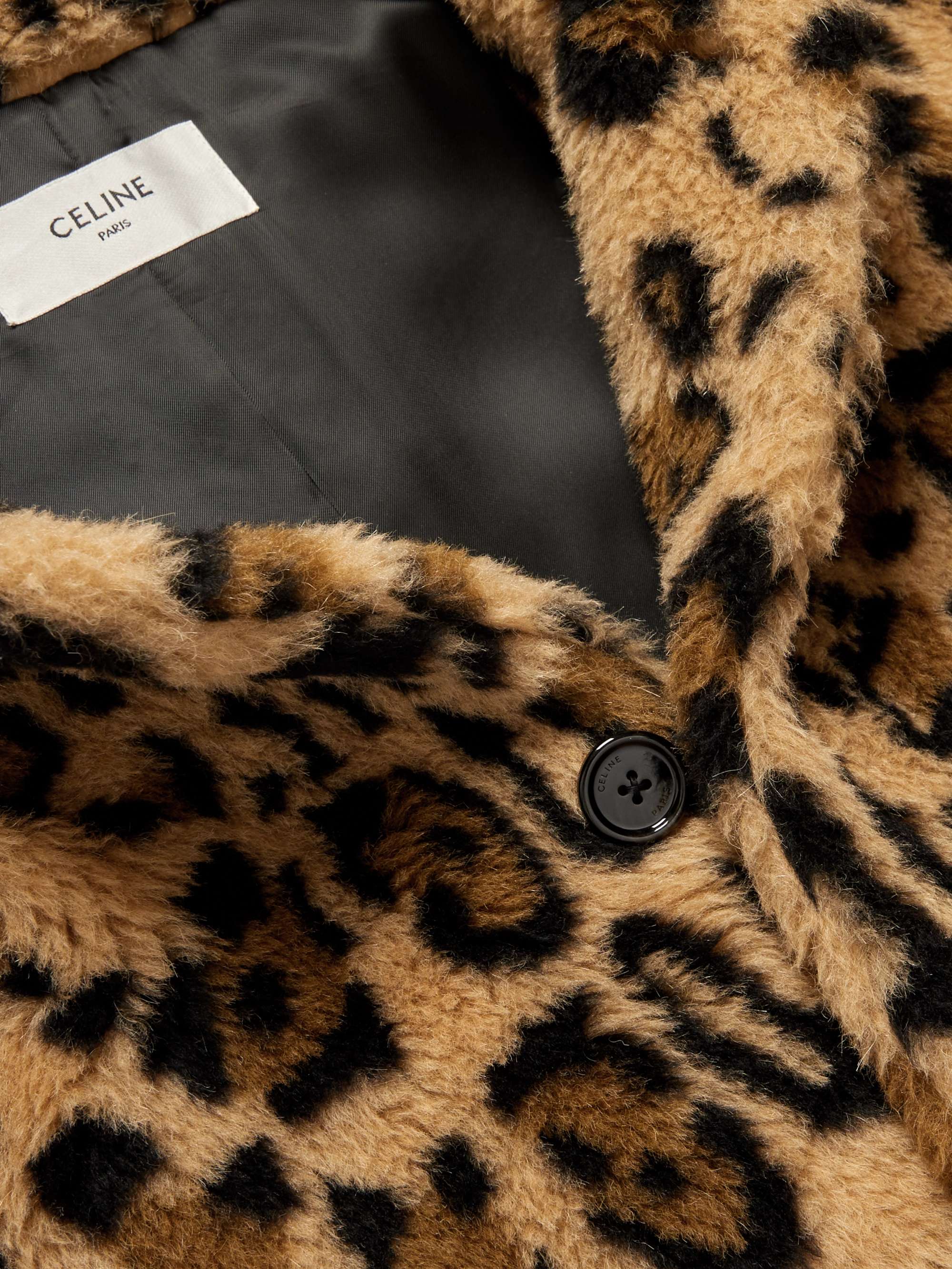 CELINE HOMME Oversized Leopard-Print Alpaca, Wool and Silk-Blend Faux Fur Coat