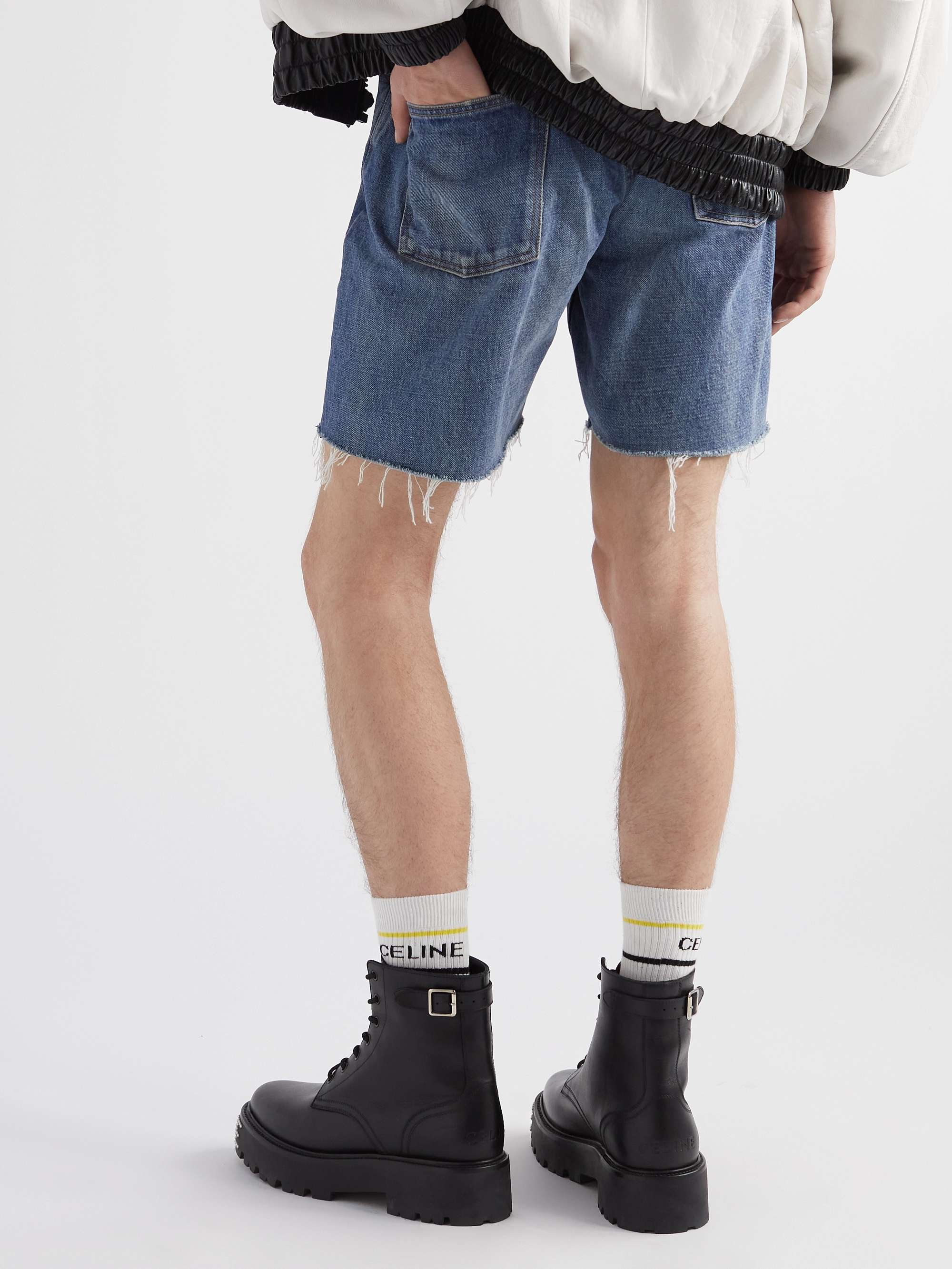 CELINE HOMME Wesley Straight-Leg Distressed Denim Shorts