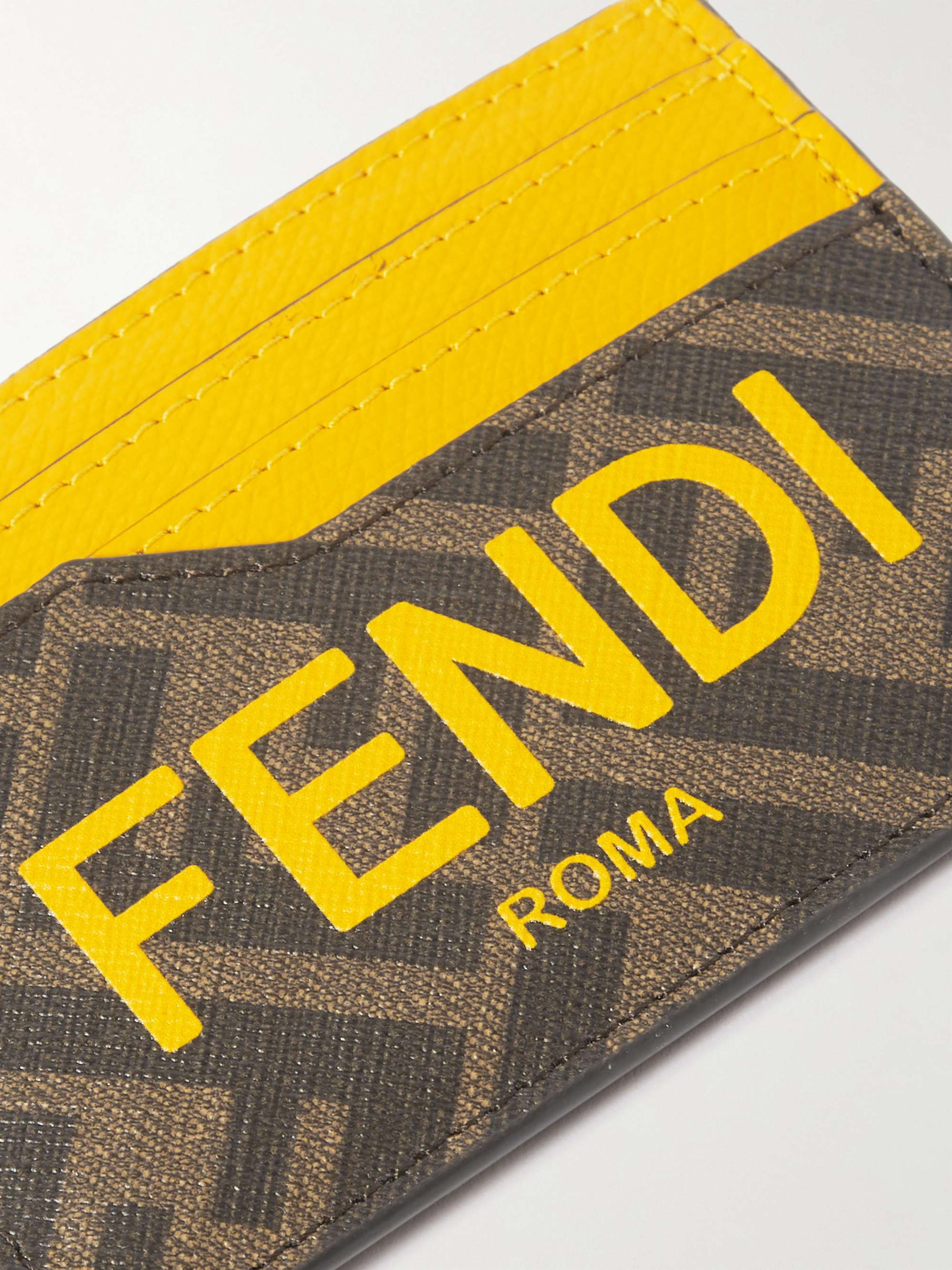 FENDI Logo-Print Coated-Canvas and Leather Cardholder