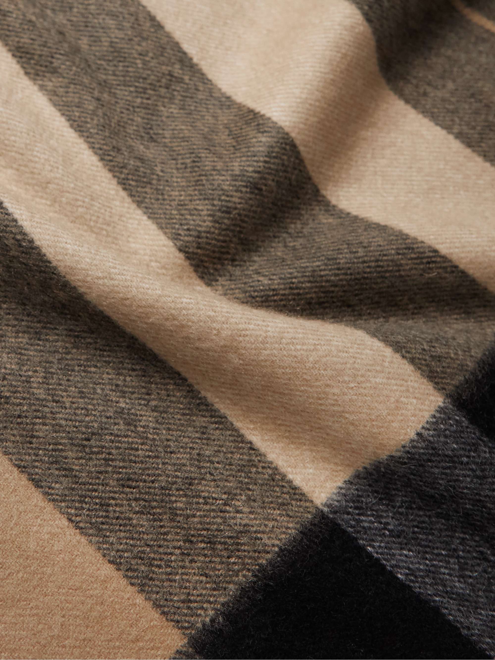 BURBERRY Fringed Checked Cashmere Scarf