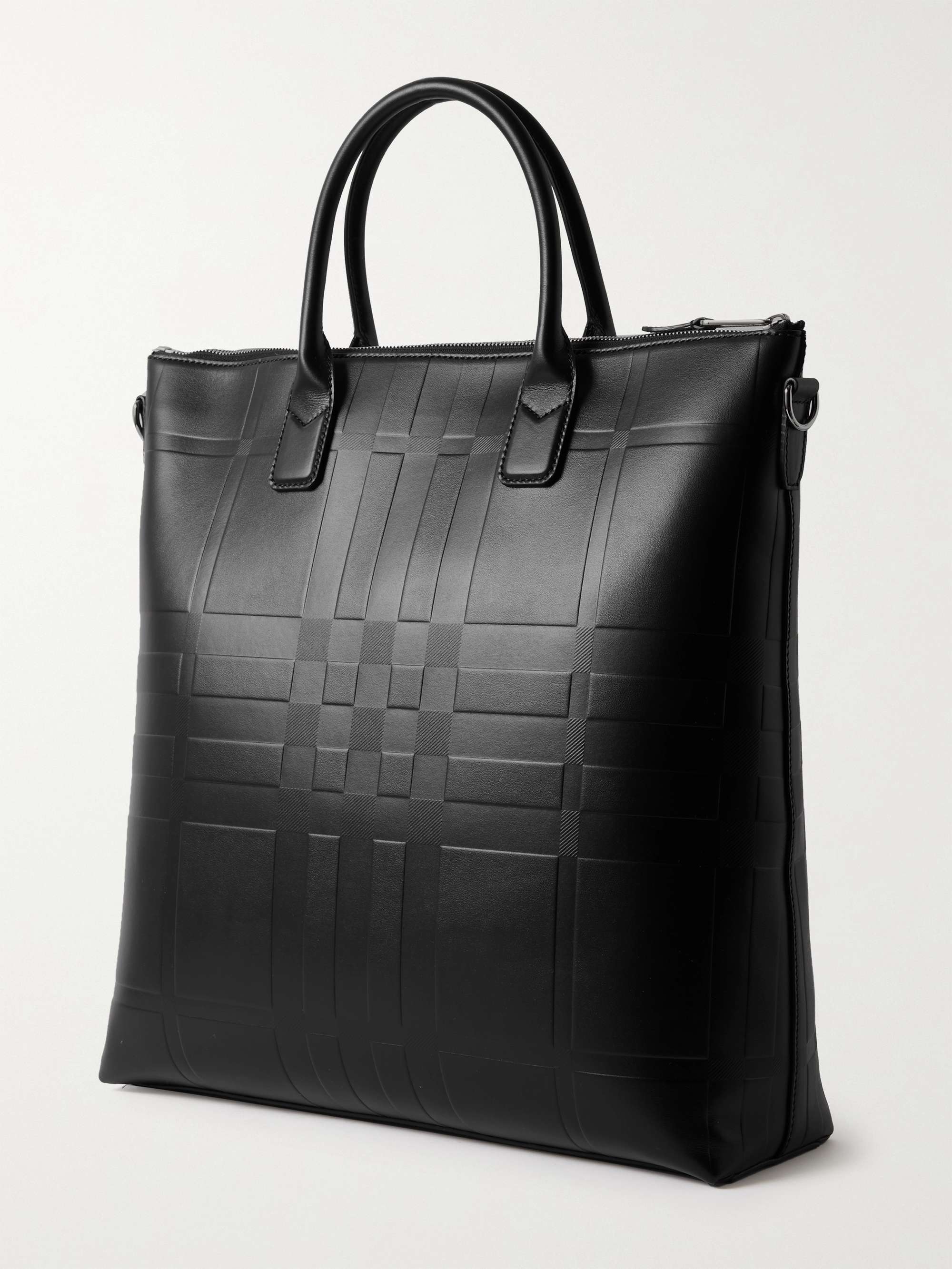 BURBERRY Embossed Leather Tote Bag