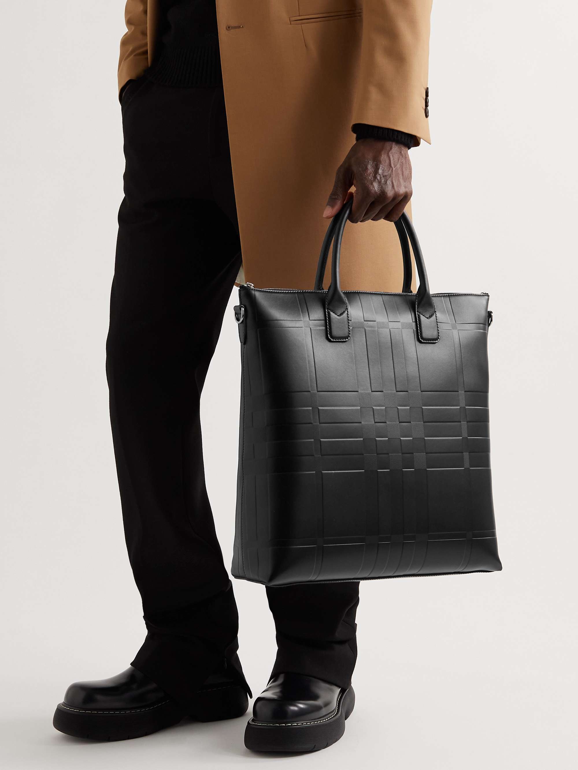 BURBERRY Embossed Leather Tote Bag