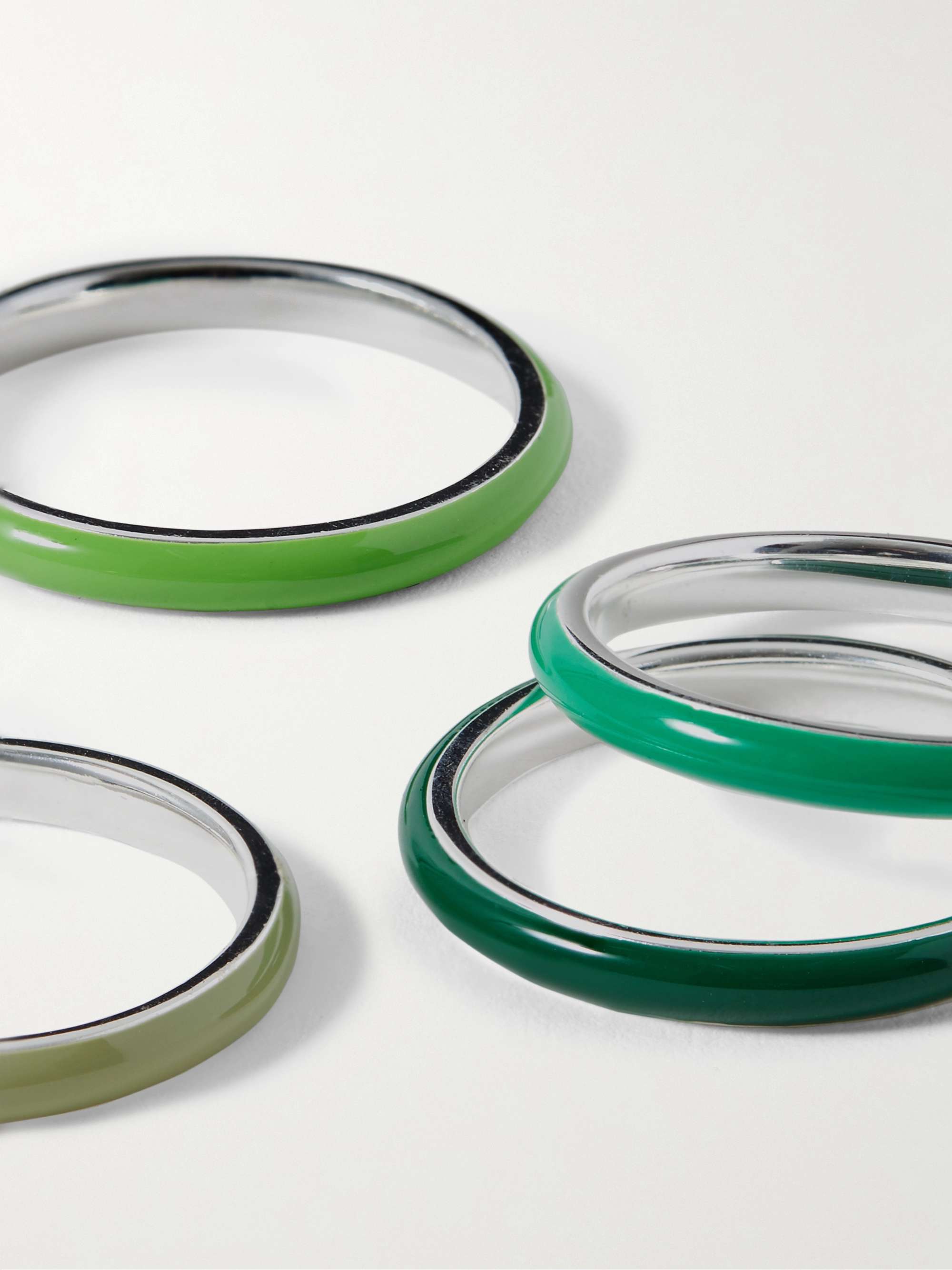 FRY POWERS Ombré Set of Four Sterling Silver and Enamel Rings