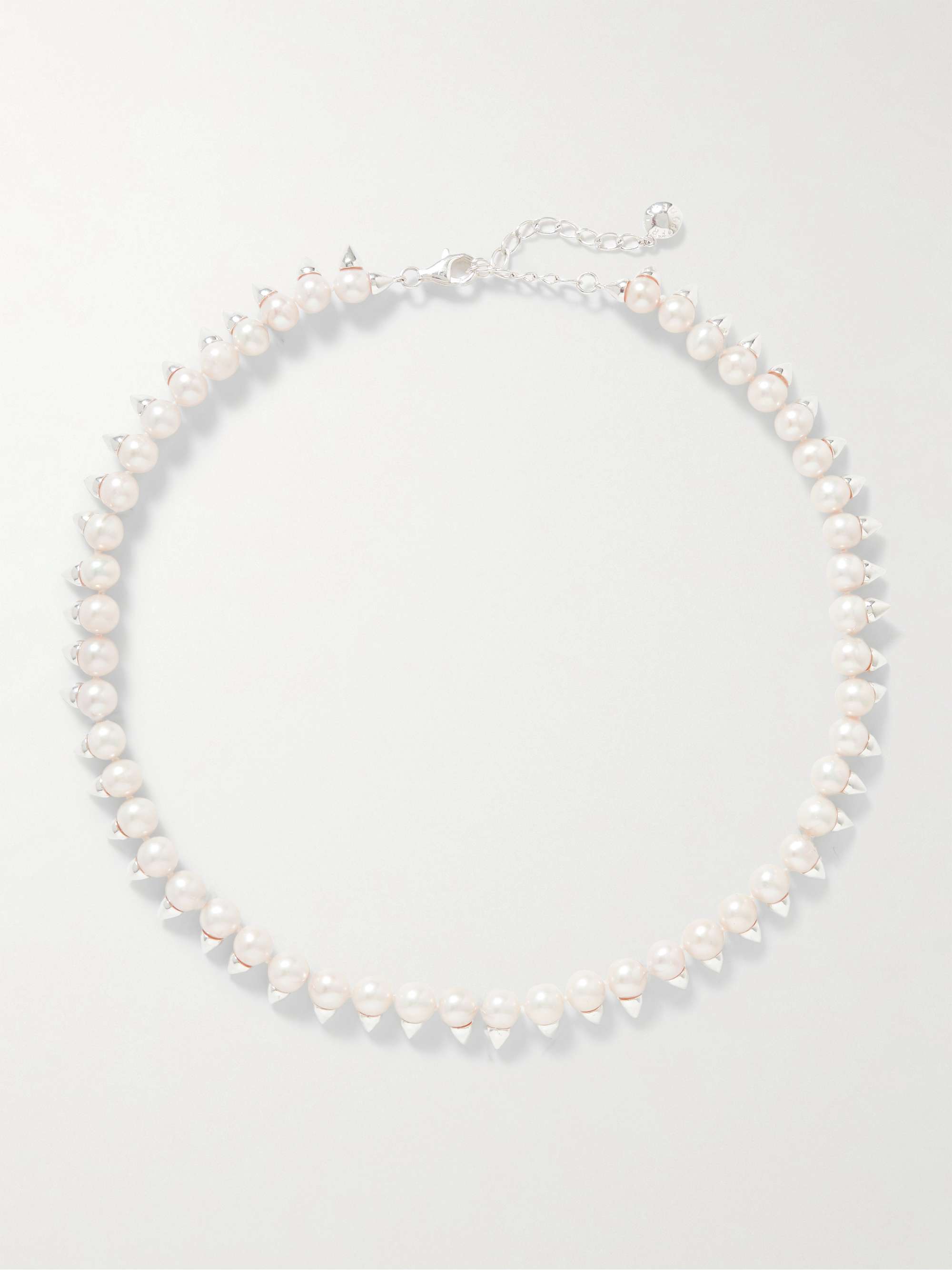 FRY POWERS Sterling Silver, Pearl and Enamel Necklace