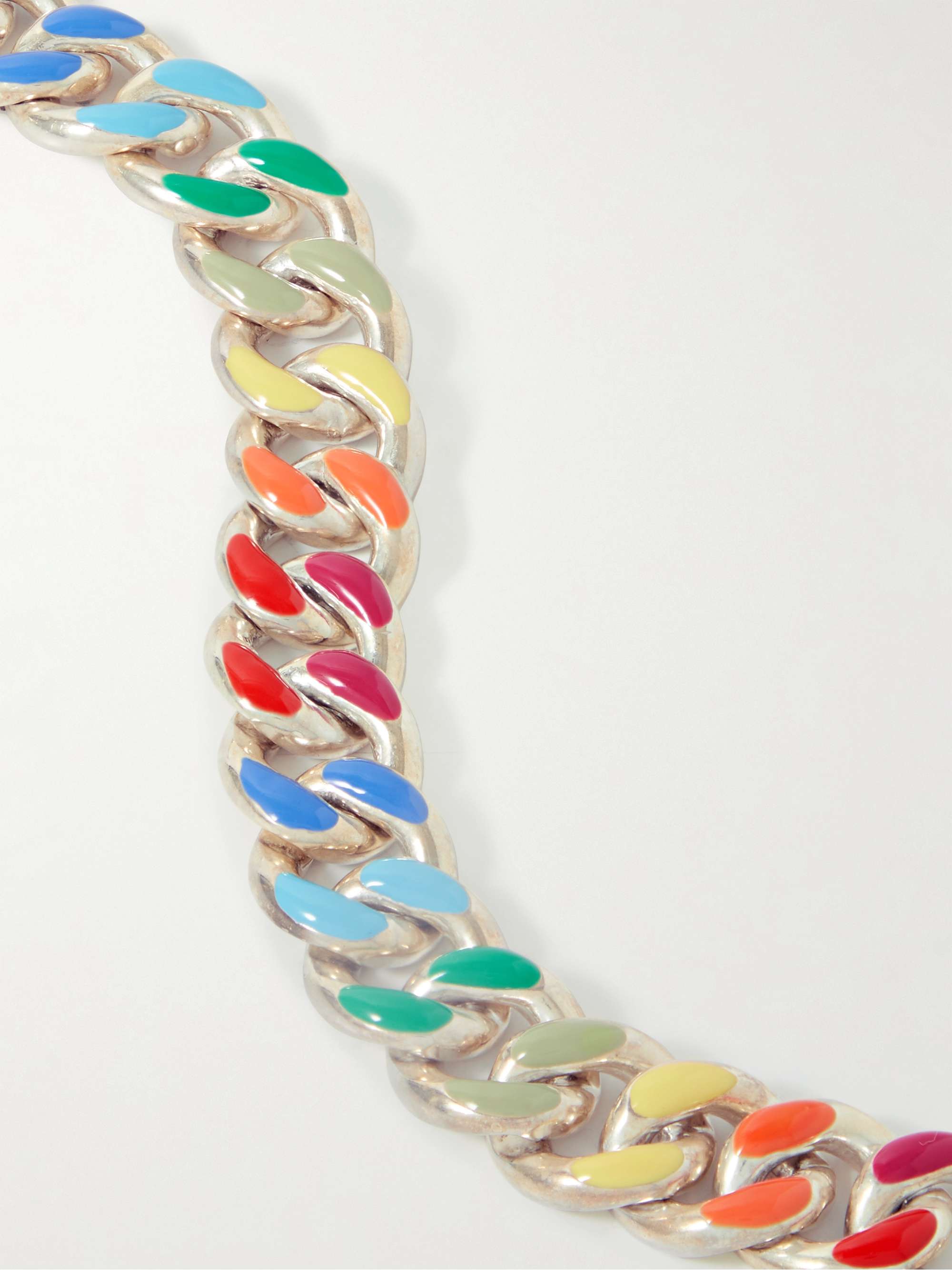 FRY POWERS Rainbow Sterling Silver and Enamel Chain Bracelet