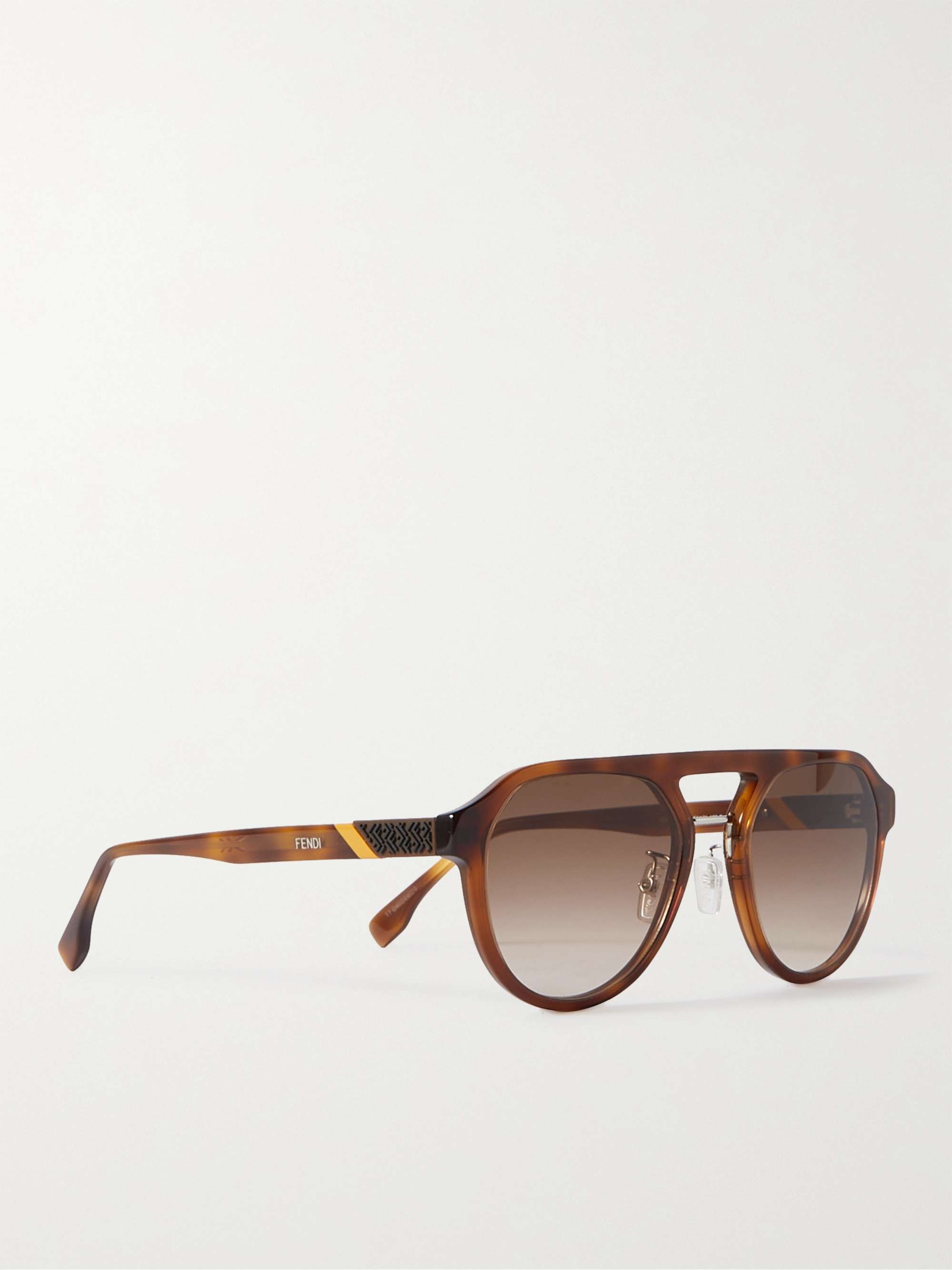 FENDI Aviator-Style Tortoiseshell Acetate Sunglasses