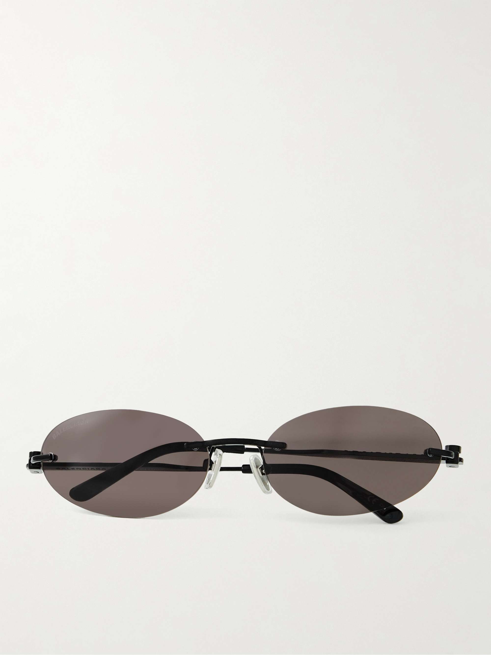 BALENCIAGA EYEWEAR Oval-Frame Metal Sunglasses