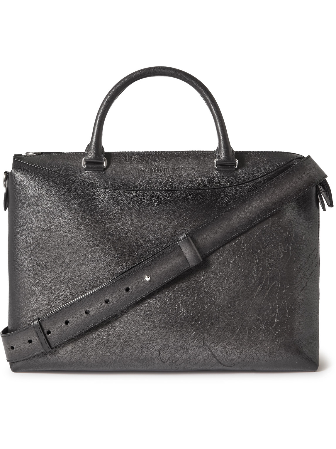 Berluti Scritto Venezia Leather Briefcase In Black