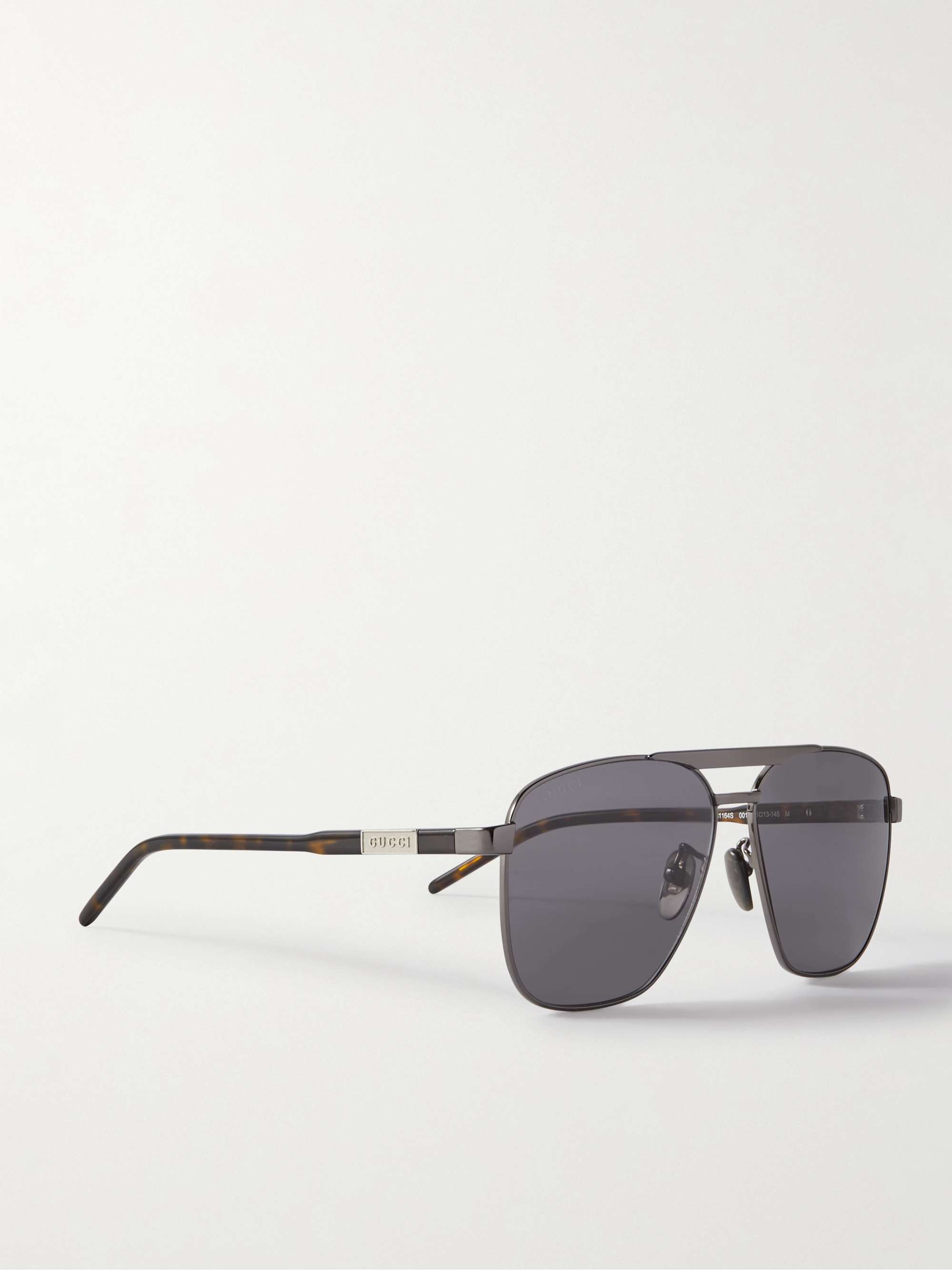 GUCCI EYEWEAR Aviator-Style Ruthenium and Tortoiseshell Acetate Sunglasses