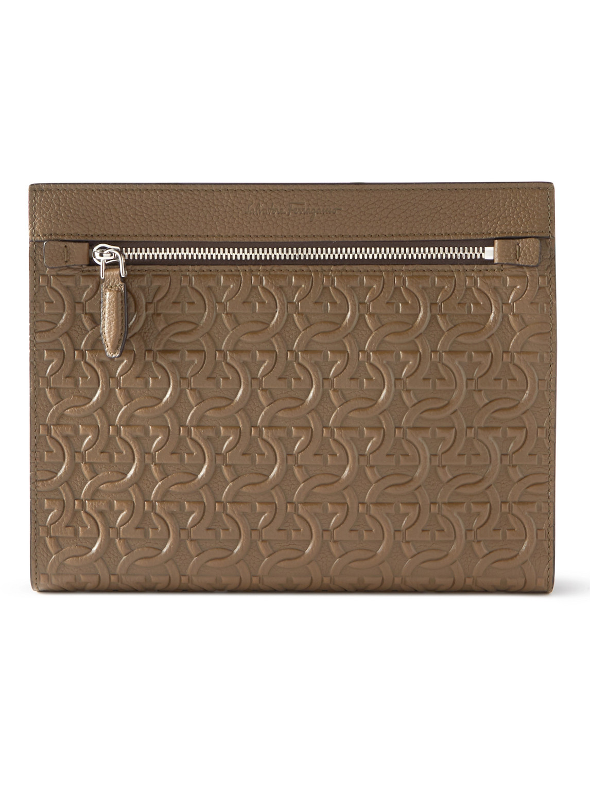 Logo-Embossed Full-Grain Leather Pouch