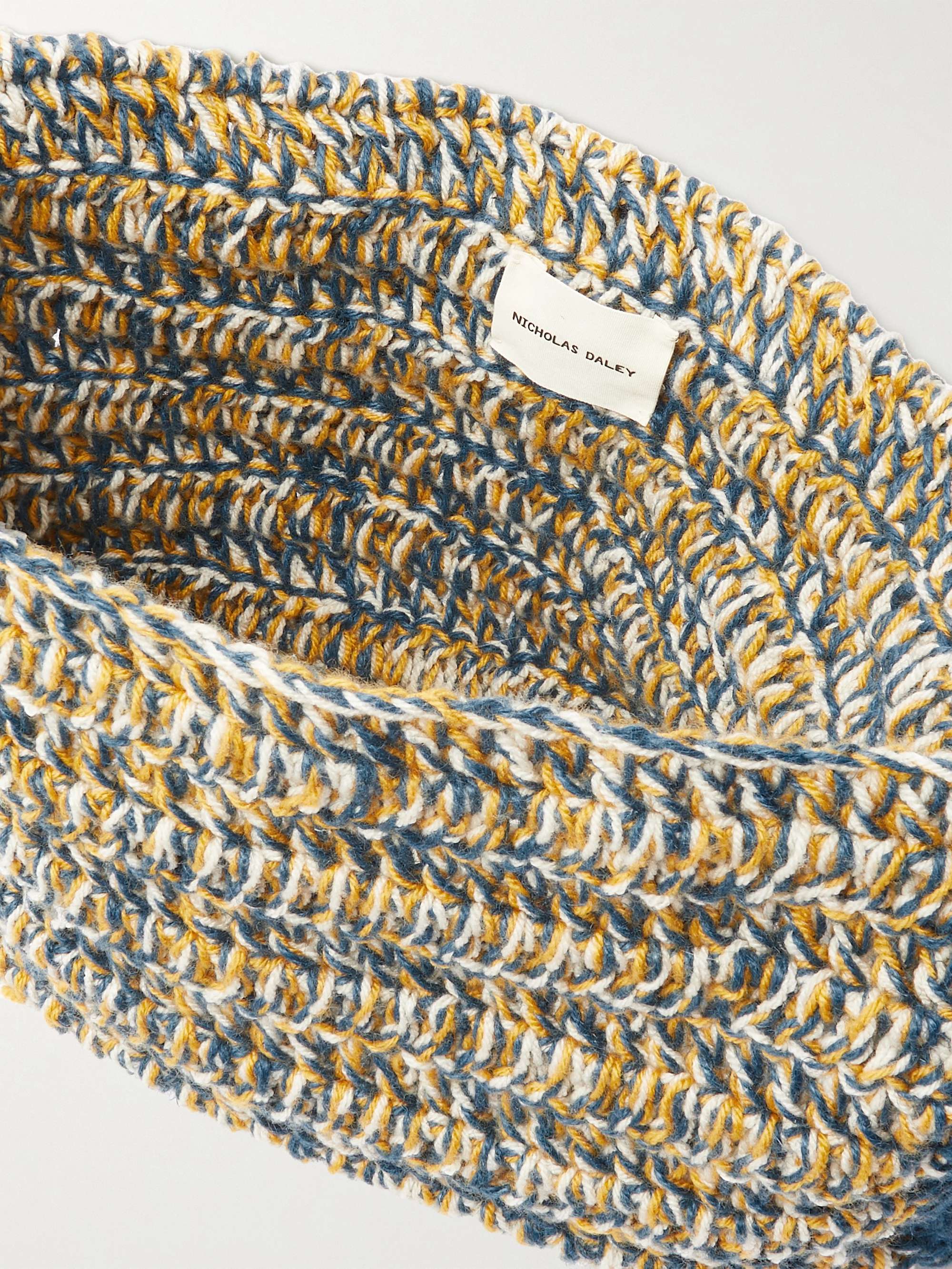 NICHOLAS DALEY Crocheted Jute and Cotton-Blend Messenger Bag