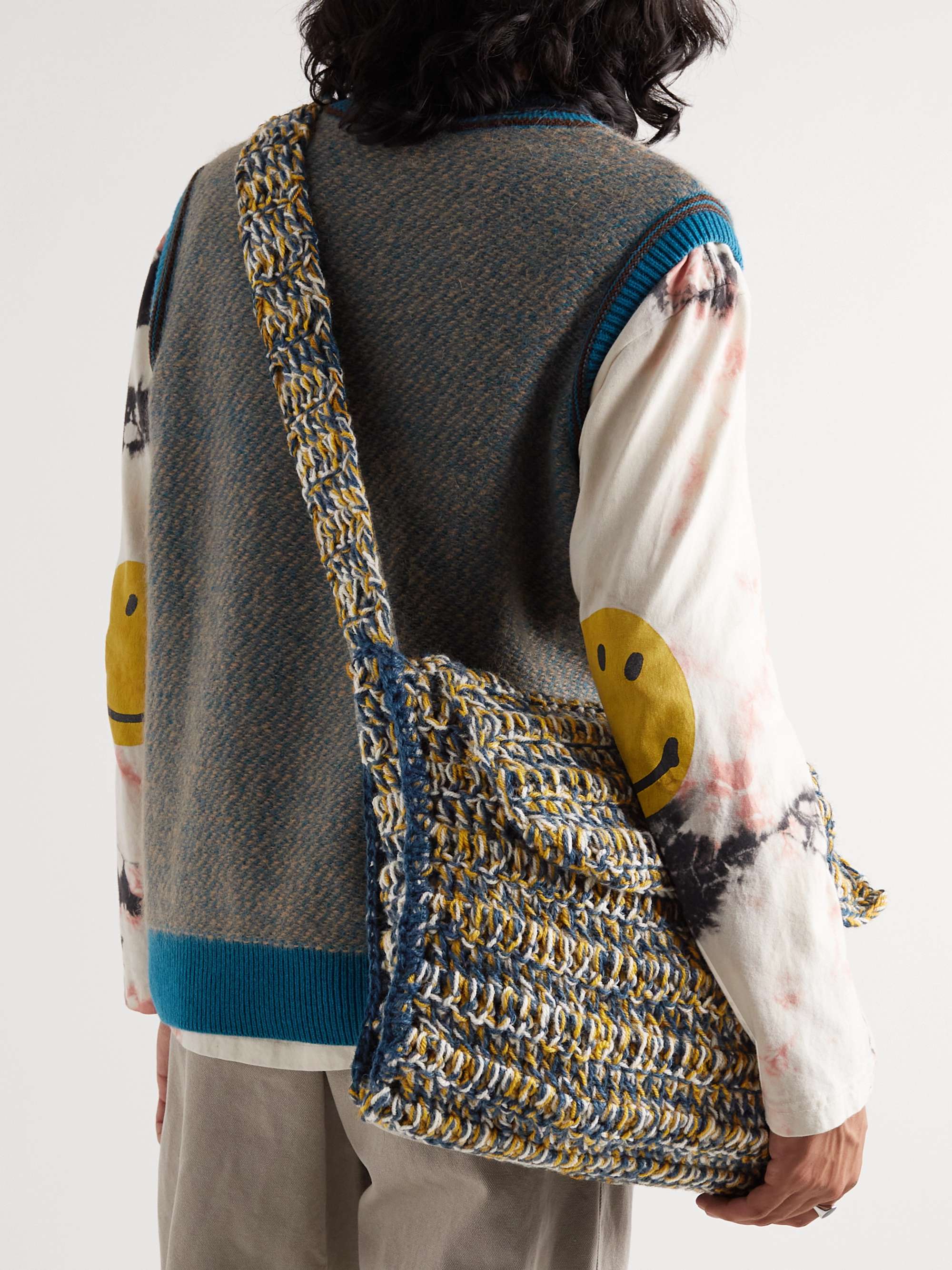 NICHOLAS DALEY Crocheted Jute and Cotton-Blend Messenger Bag