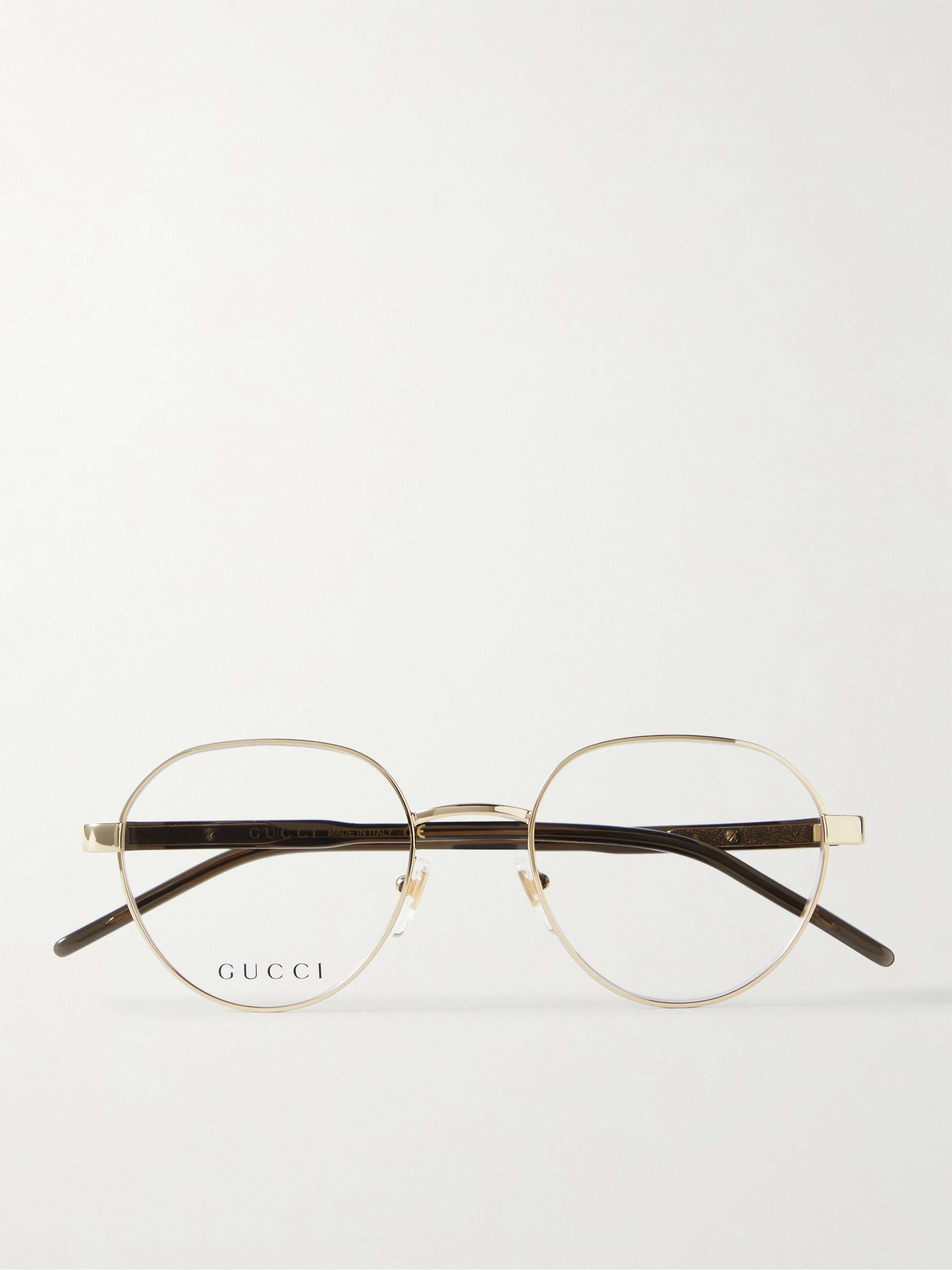 GUCCI EYEWEAR Round-Frame Gold-Tone and Acetate Optical Glasses
