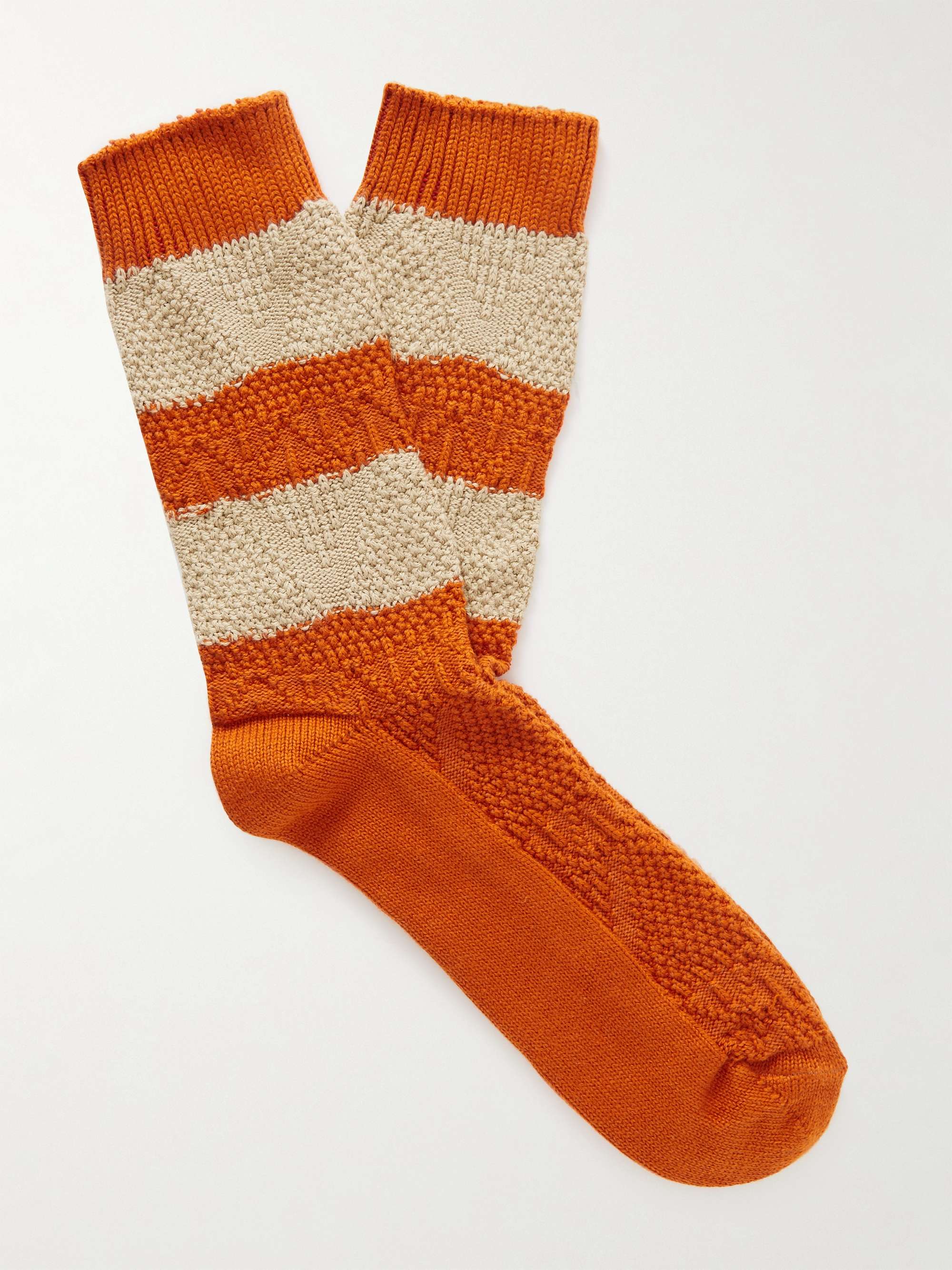 THUNDERS LOVE Striped Cotton-Blend Socks