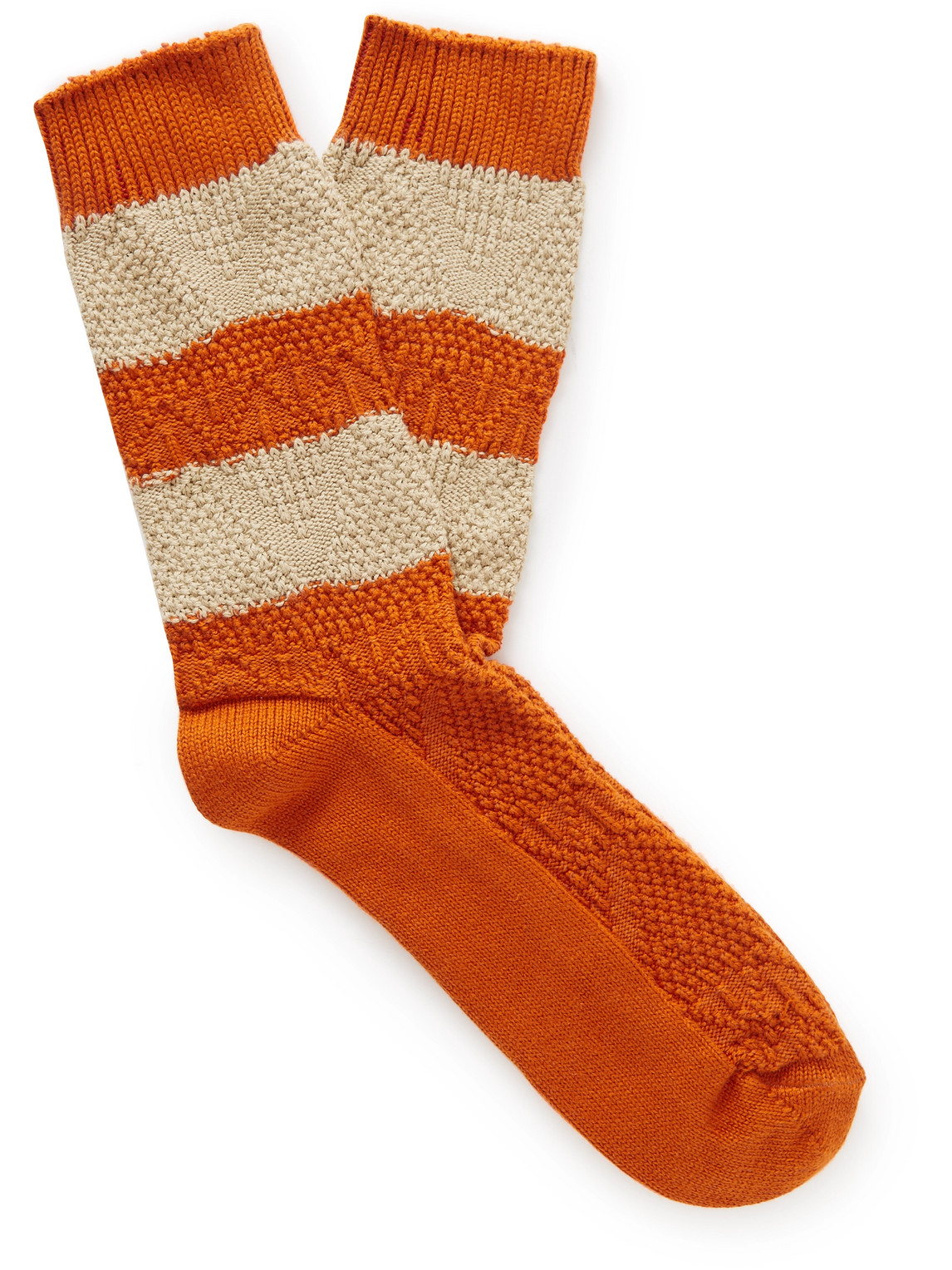 Thunders Love Striped Cotton-blend Socks In Orange