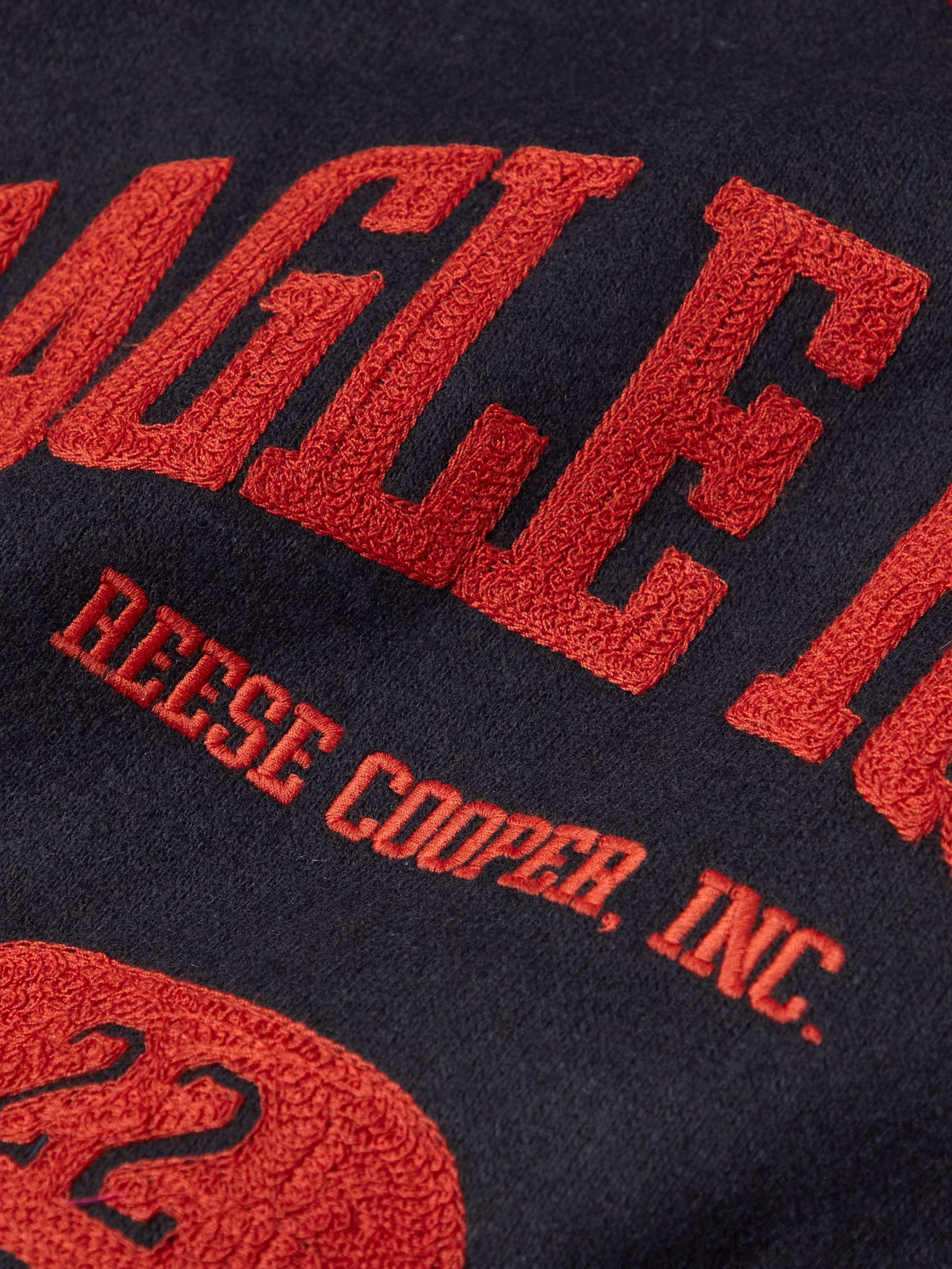 REESE COOPER® Two Steps Forward Appliquéd Wool-Blend Felt and Leather Varsity Jacket