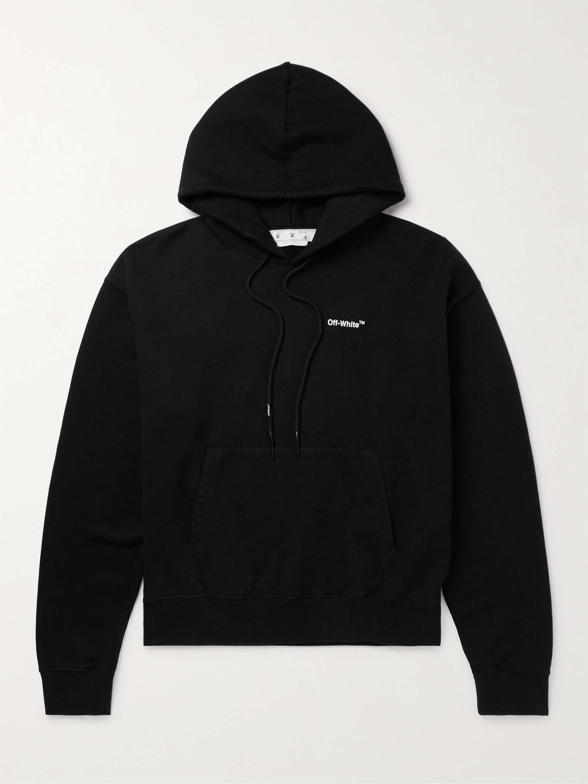 OFF-WHITE Printed Cotton-Jersey Hoodie,Black
