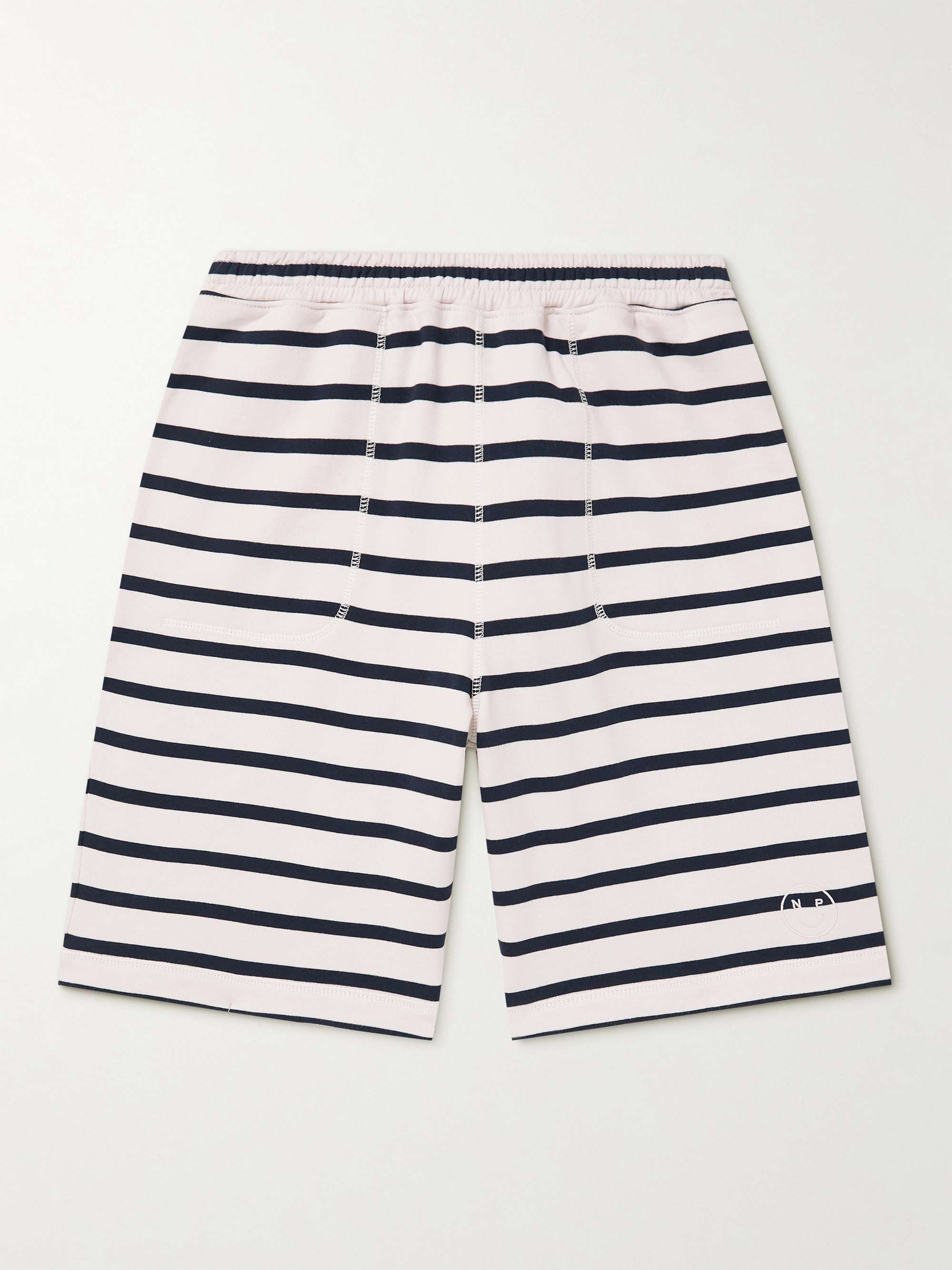 NINETY PERCENT Striped Organic Cotton-Jersey Drawstring Shorts