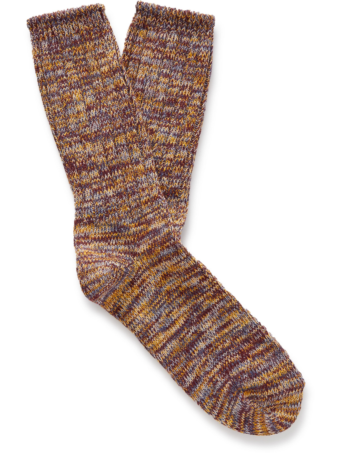 Thunders Love Ribbed Recycled Cotton-blend Socks In Brown