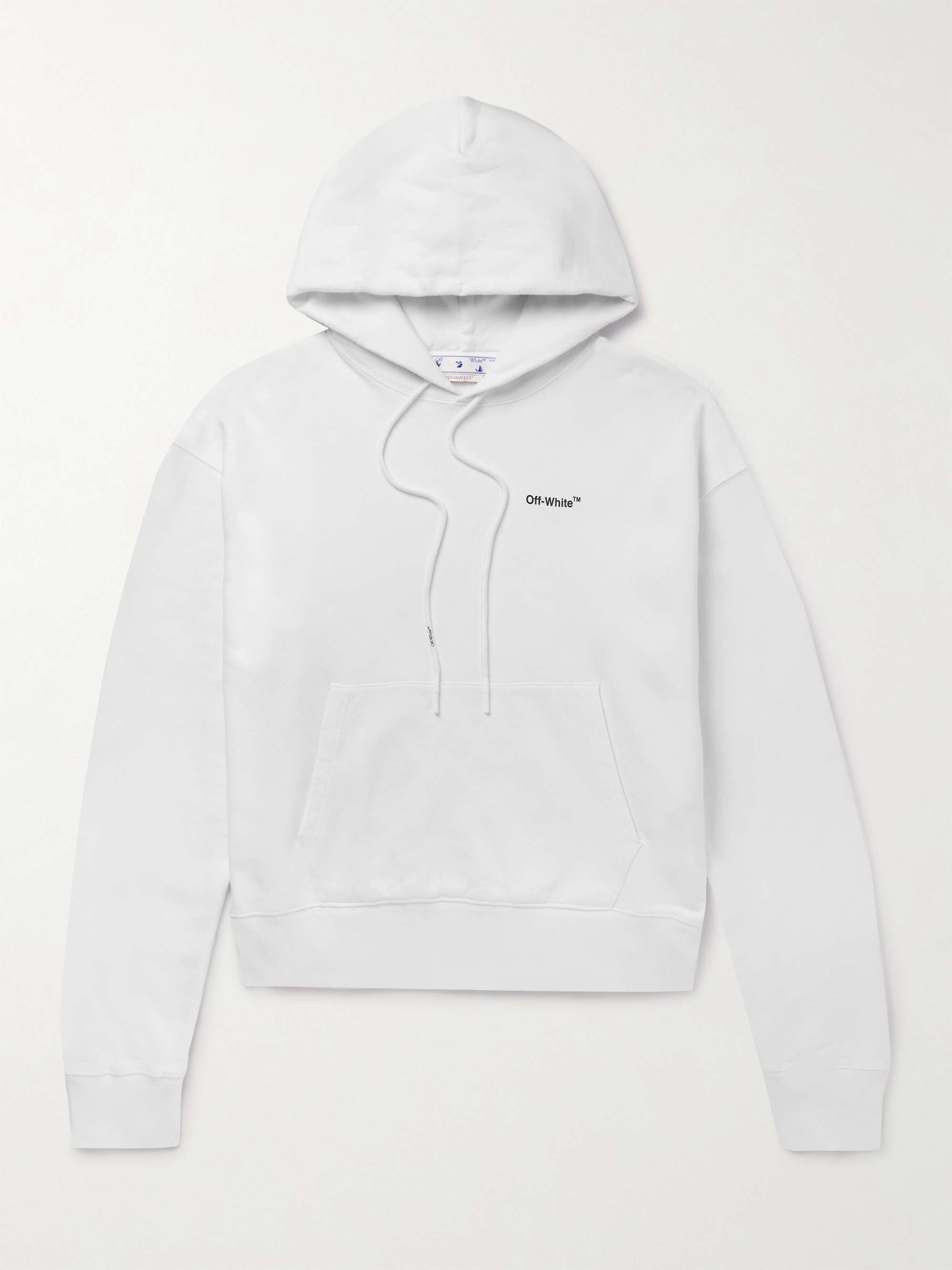 OFF-WHITE Logo-Print Cotton-Jersey Hoodie,White