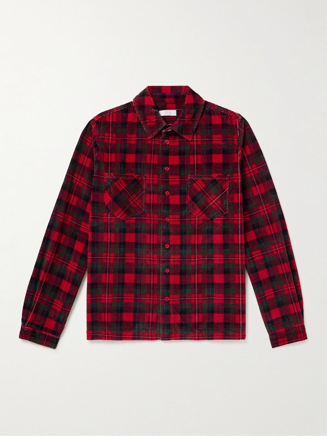 Erl Checked Cotton-corduroy Shirt In Red